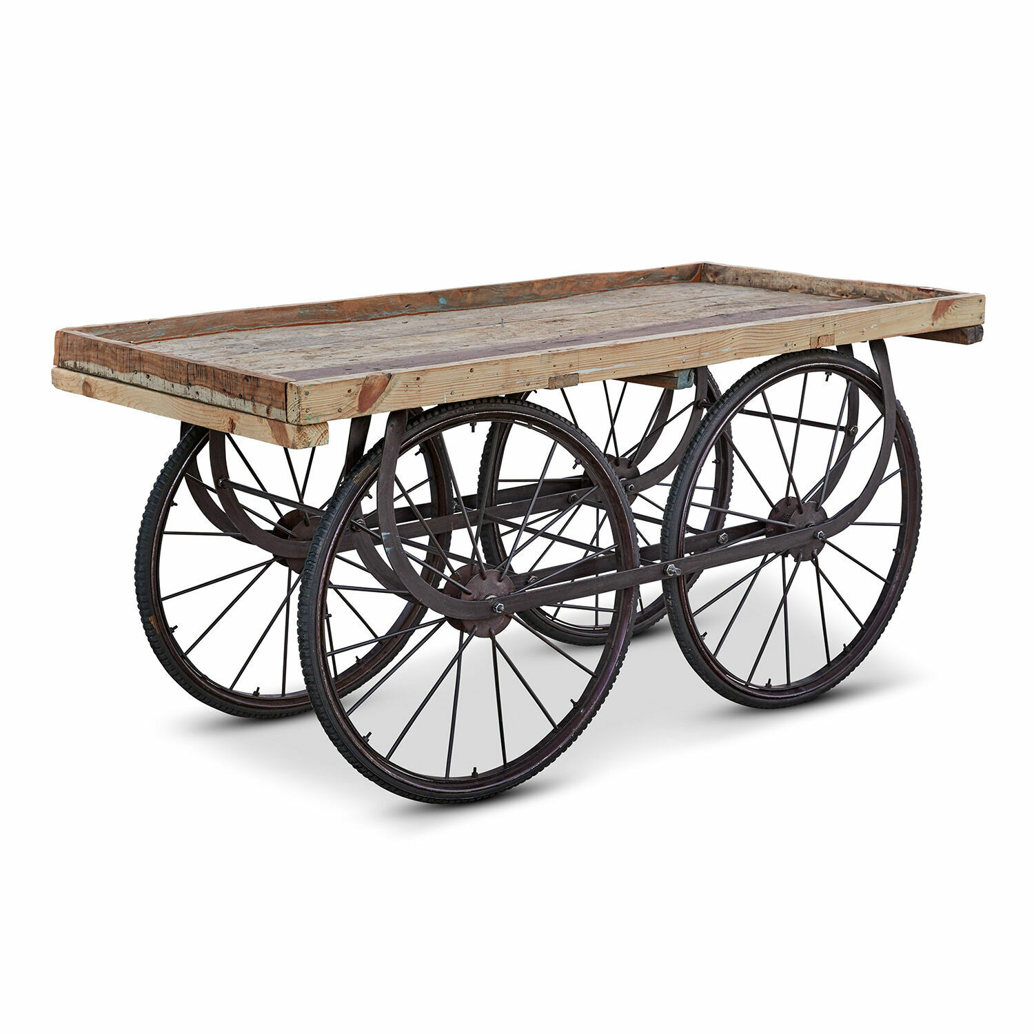 Servierwagen Annabel Vintage Beistelltisch aus Holz und Metall auf Rädern, ideal für industrielle Wohnraumgestaltung