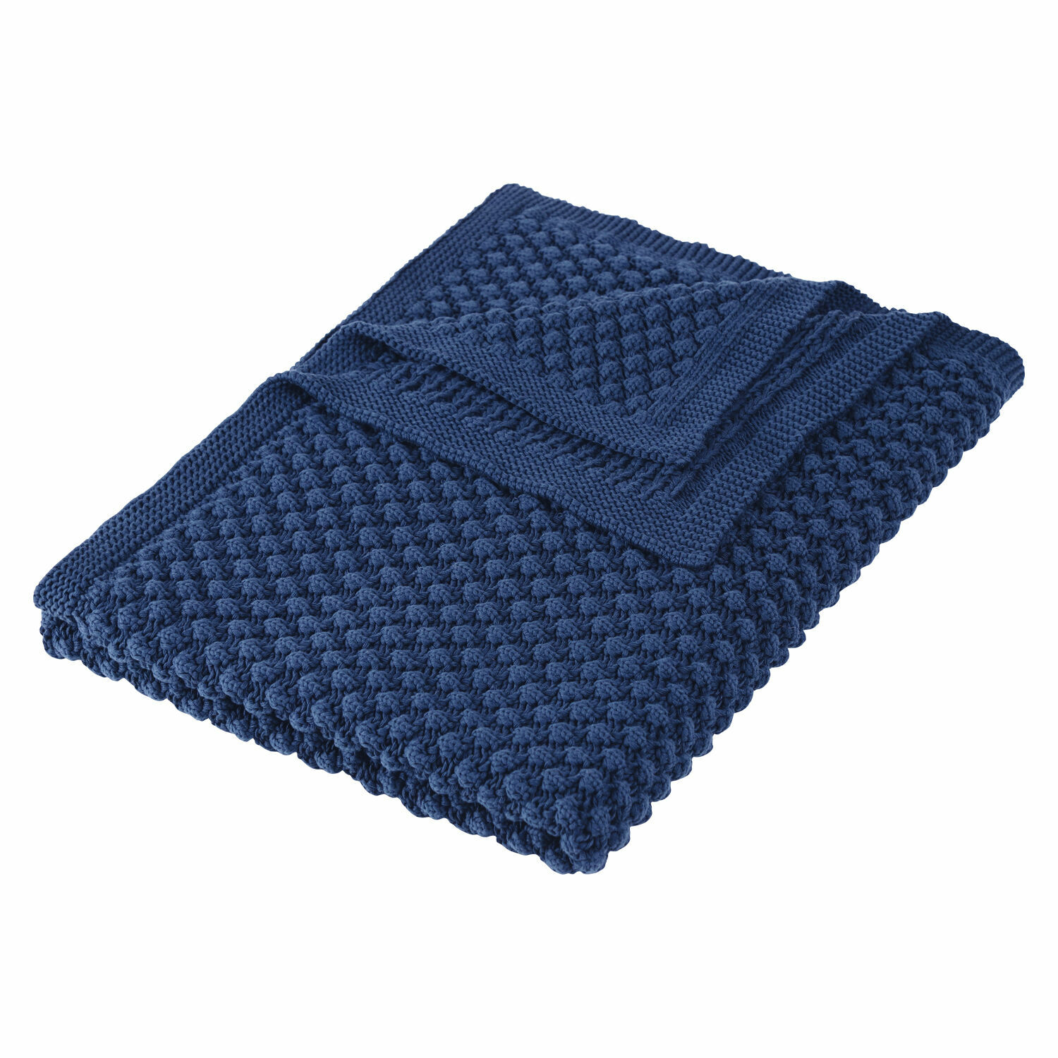 Dunkelblauer Plaid Tremes mit grobem Strickmuster, weich und warm für Wohnzimmer und Schlafzimmer