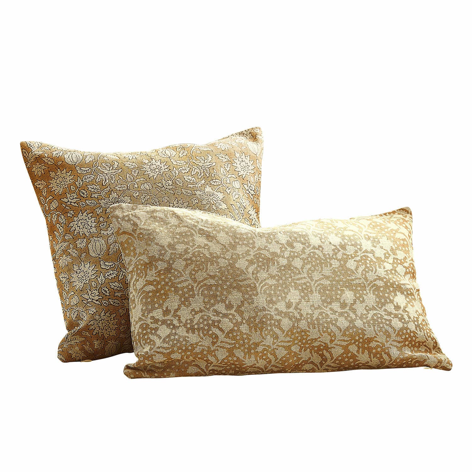 Kissenhülle 2er Set Nalefor Set aus zwei dekorativen Baumwollkissen in Beige-Braun mit floralen Mustern für Wohnzimmer