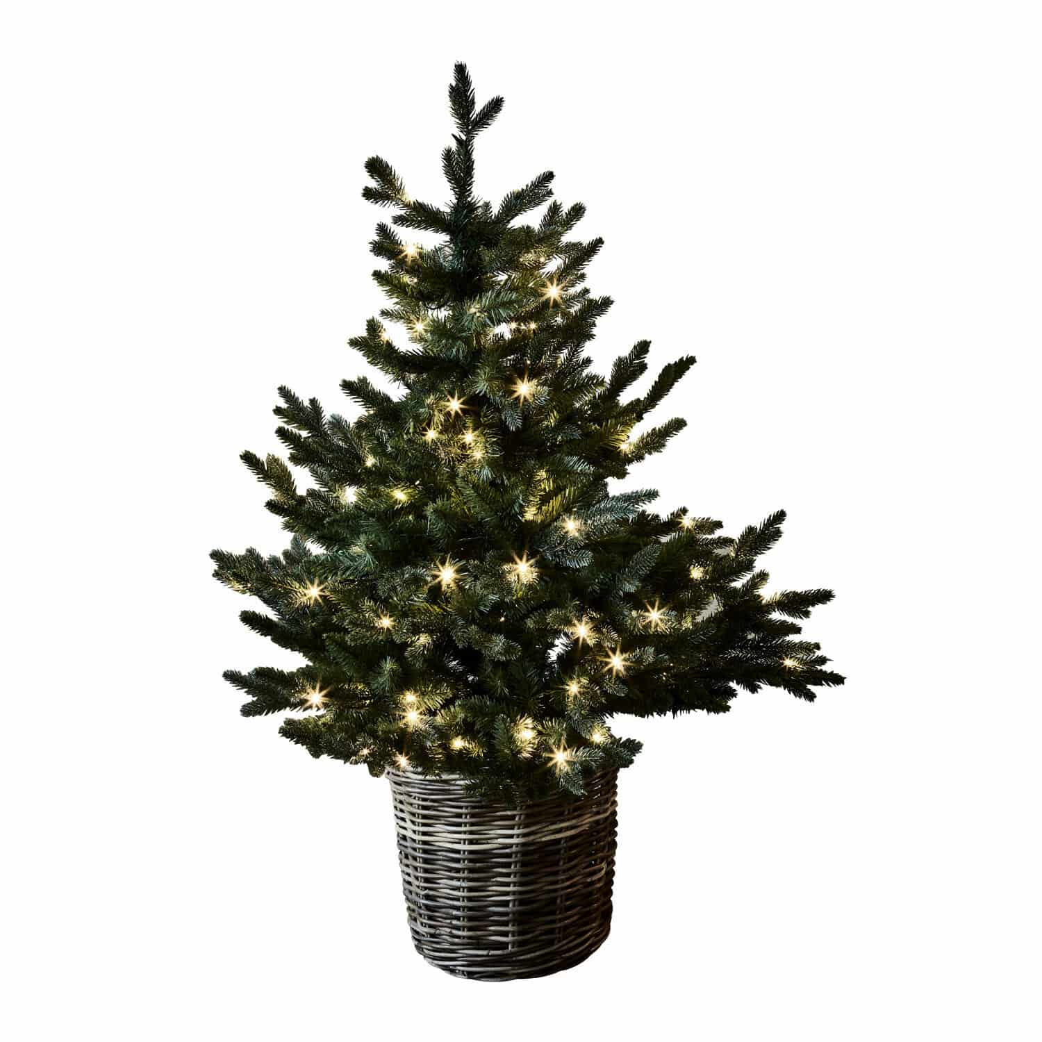 LED-Baum Mantilly Künstlicher Weihnachtsbaum im Korb aus Weide mit warmweißen Lichtern, festliche Dekoration