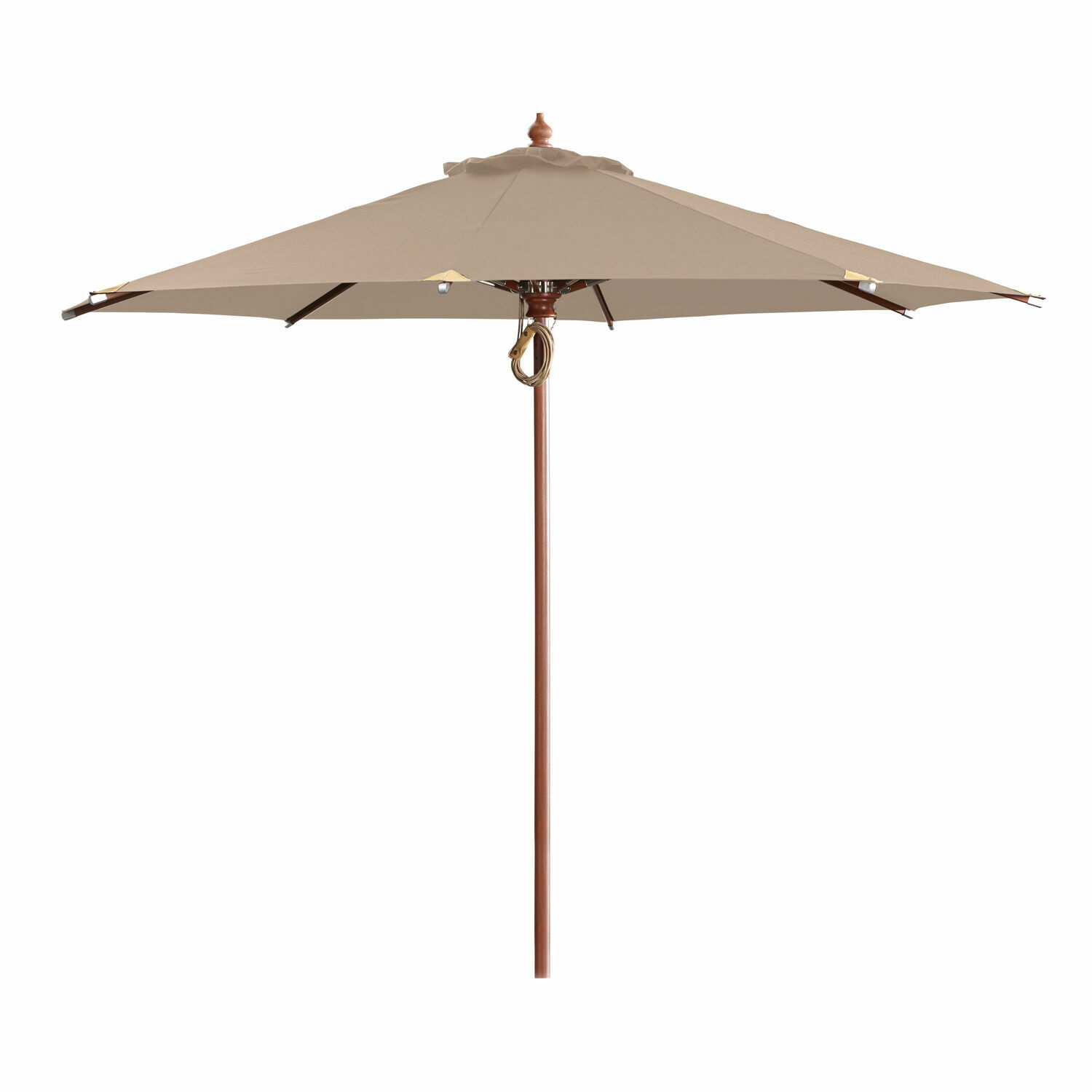 taupe Großer Sonnenschirm Brent in Taupe mit Holzgestell, ideal für Terrasse und Garten