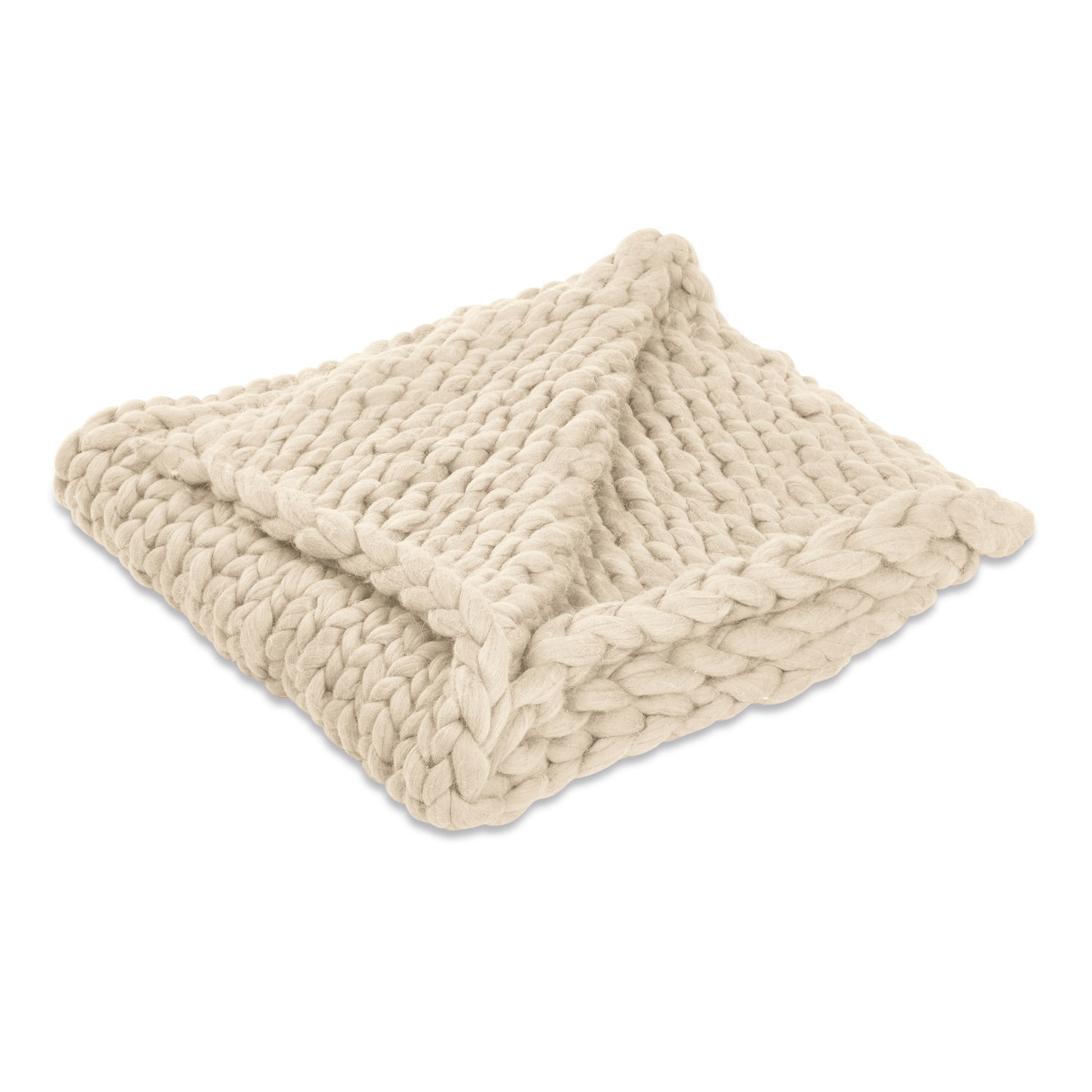 creme Kremiges, grob gestricktes Plaid Reidous aus weichem Material für gemütliche Wohnräume
