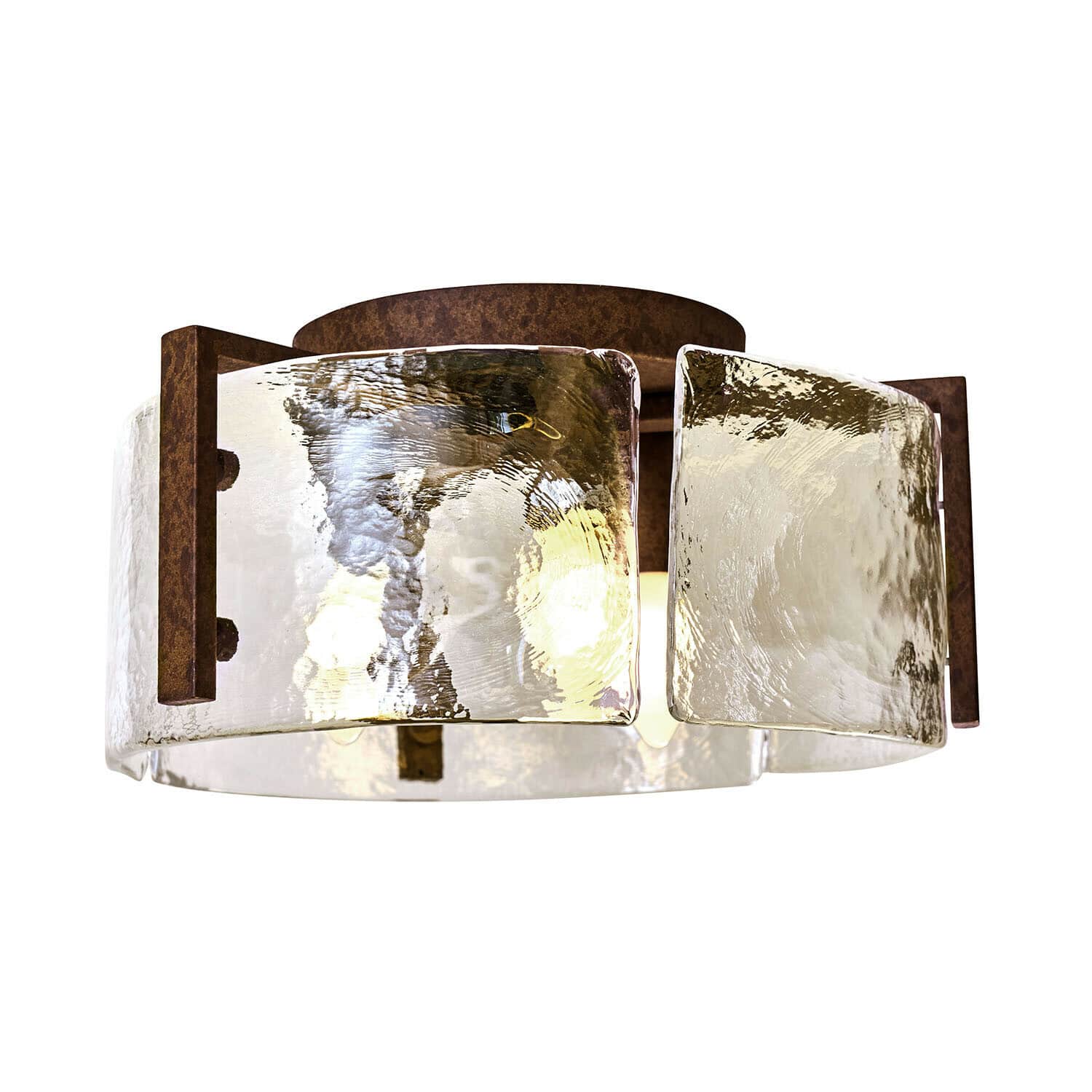 Deckenlampe Tiviano Deckenleuchte aus Messing und Glas mit rustikalem Look, dekorative Lampe für Wohnzimmer oder Flur
