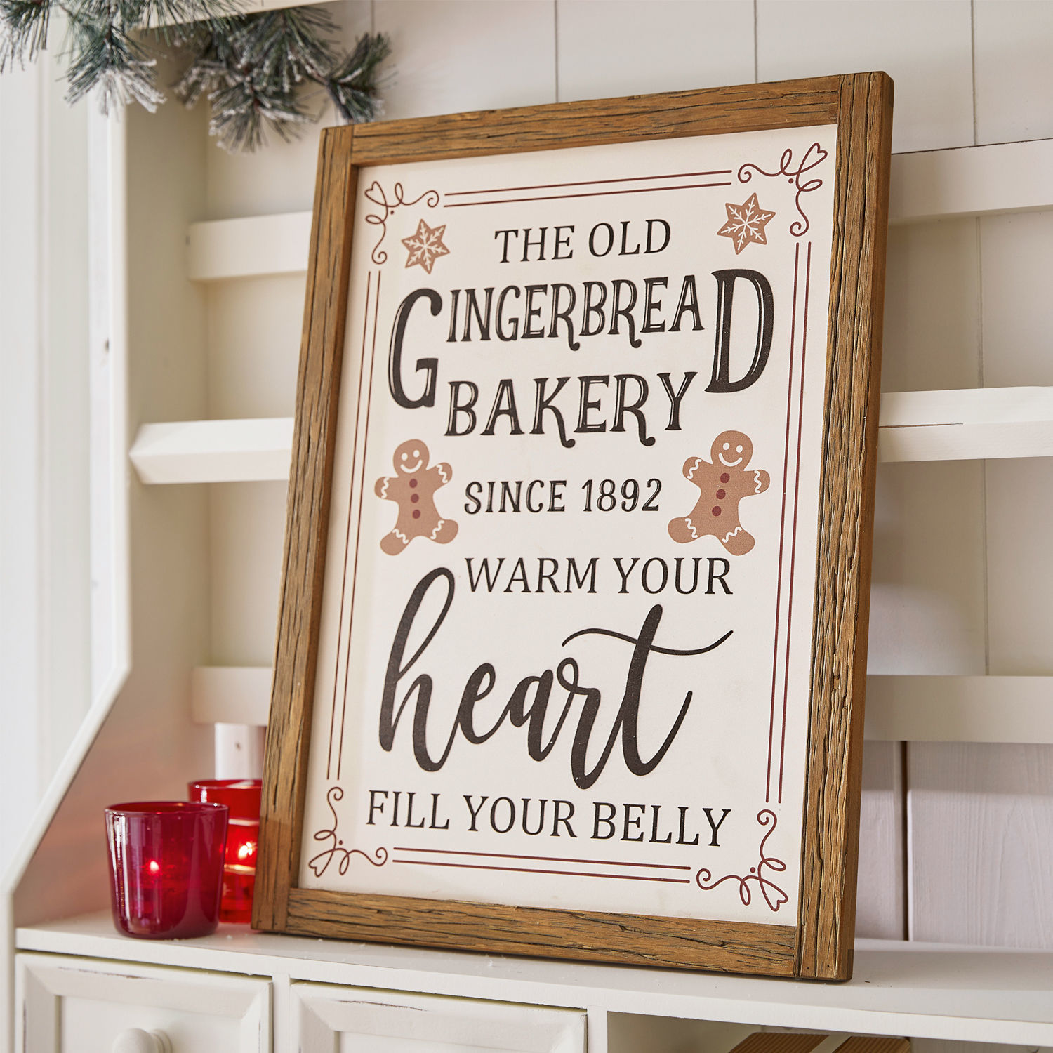 Dekoboard Bakery Holzrahmen mit dekorativem Schriftzug zur Lebkuchenbäckerei und festlicher Stimmung
