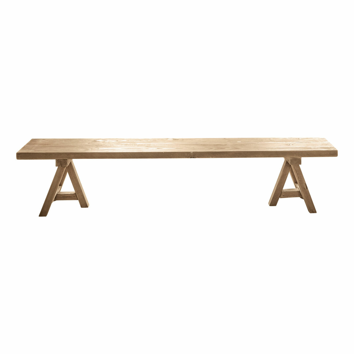 Bank Amherst aus braunem Holz mit schlichtem, rustikalem Design für Innen- und Außenbereiche