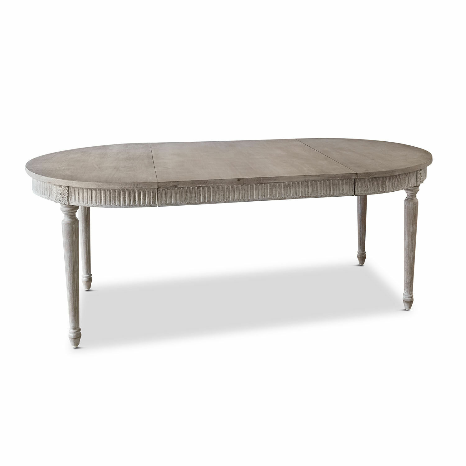 Tisch Cienegas Ovale Holztisch in Grau mit dekorativen Beinen im Vintage-Stil für das Esszimmer