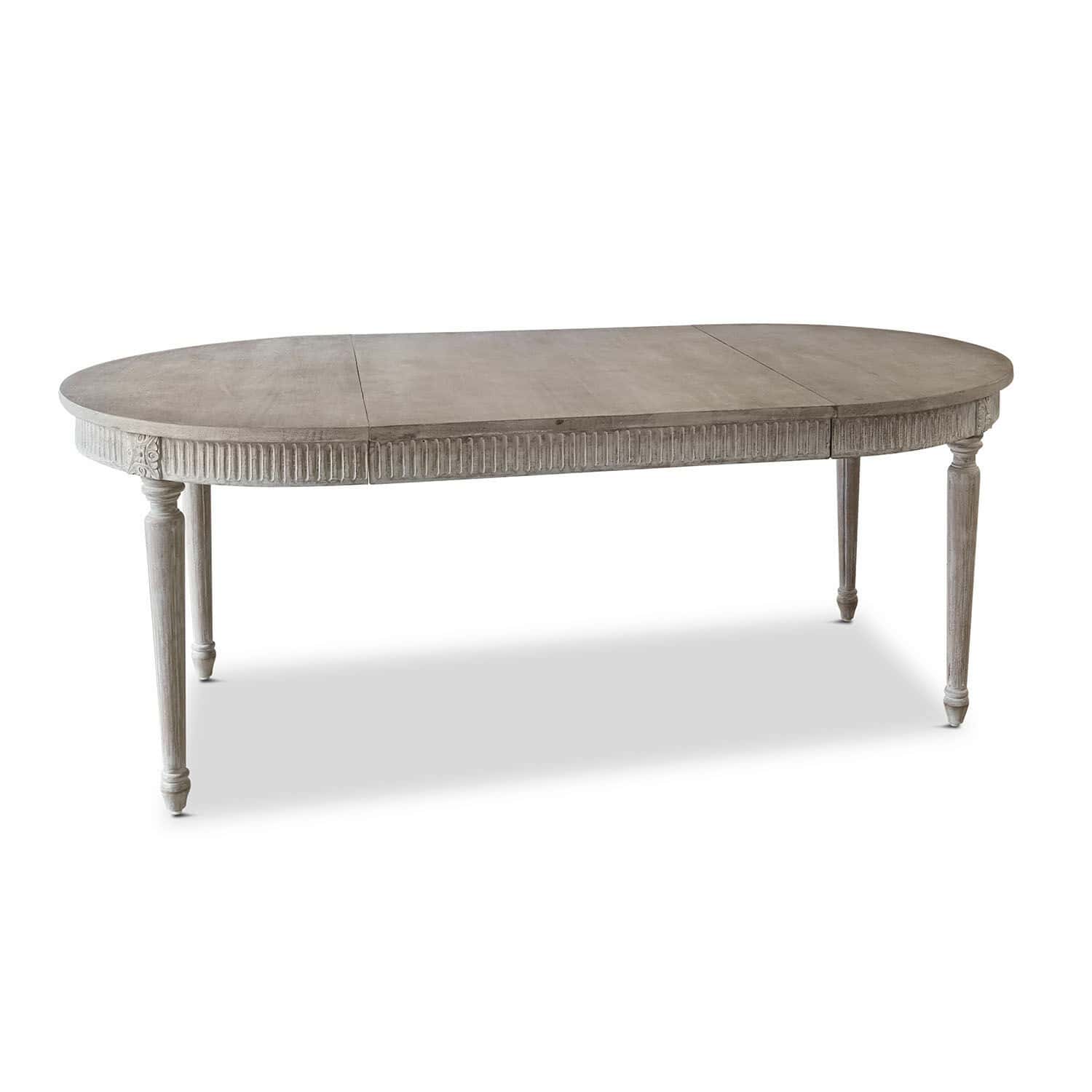 Tisch Cienegas Ovale Holztisch in Grau mit dekorativen Beinen im Vintage-Stil für das Esszimmer
