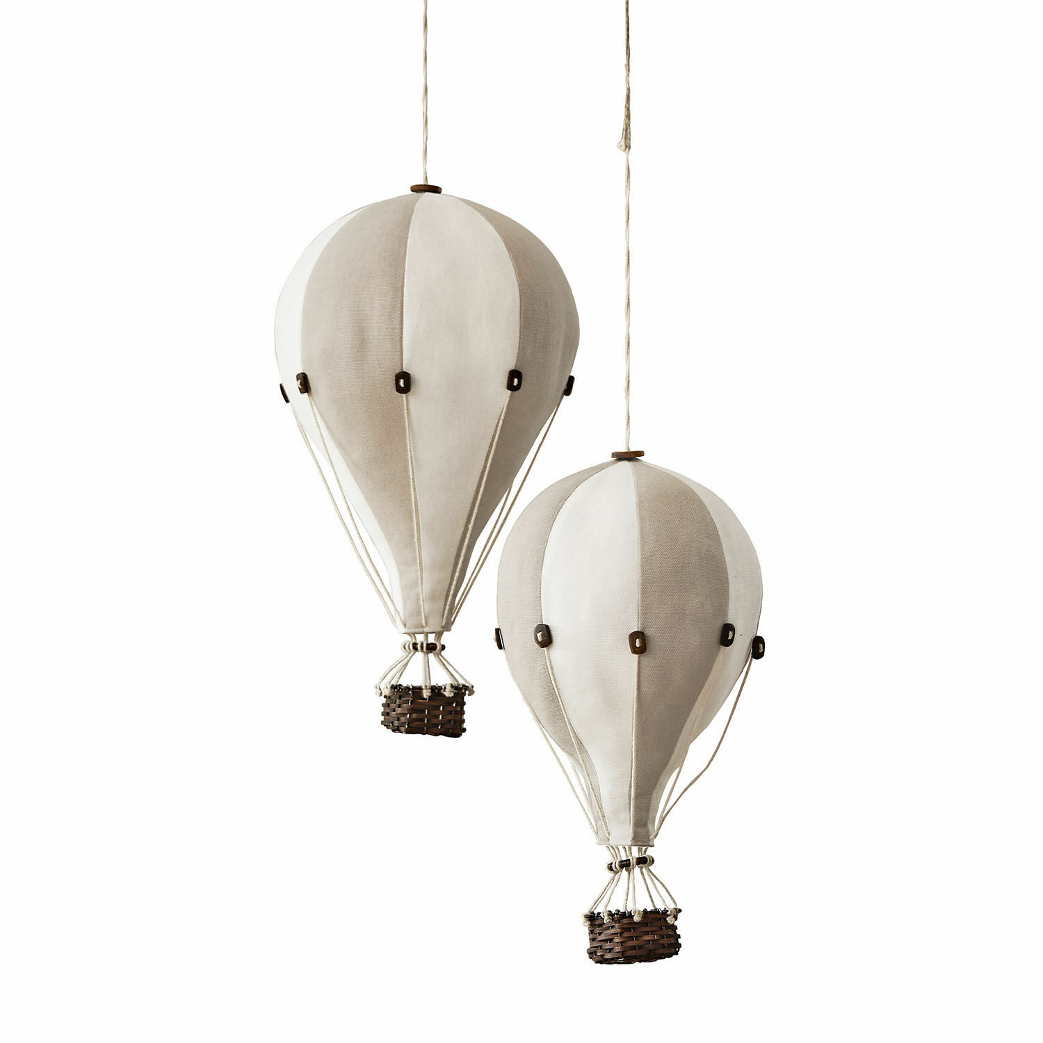 Deko-Heißluftballon 2er Set Merrybean Dekorative Heißluftballons aus Stoff in Beige-Weiß zum Aufhängen als Wohnaccessoire