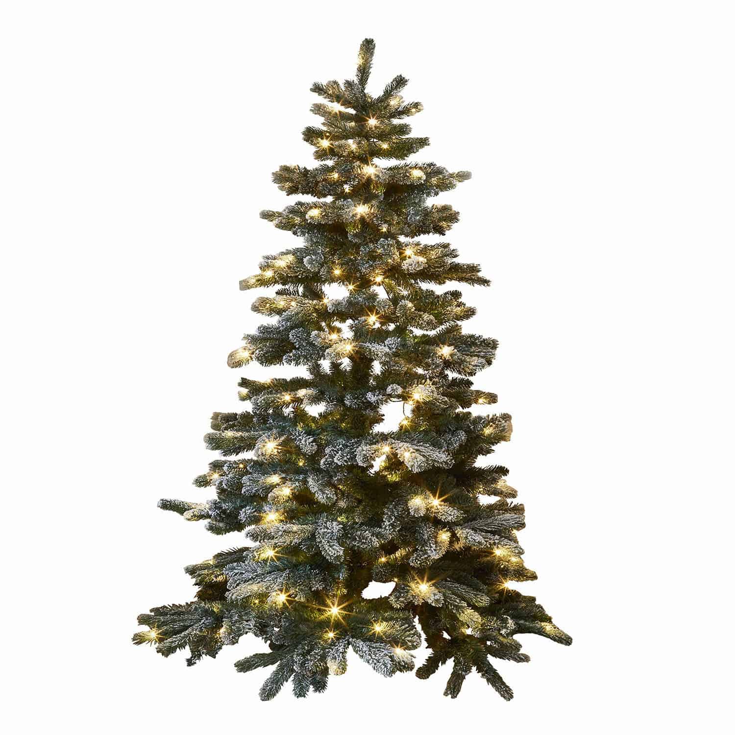 Weihnachtsbaum Mannier Künstlicher Weihnachtsbaum mit schneebedeckten Zweigen und warmen LED-Lichtern zur Dekoration