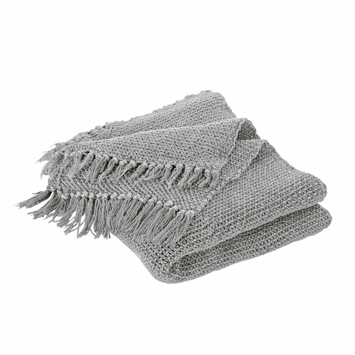 grau Grauer Plaid Kendall aus weichem Material mit Fransen, ideal zum Dekorieren und Wärmen