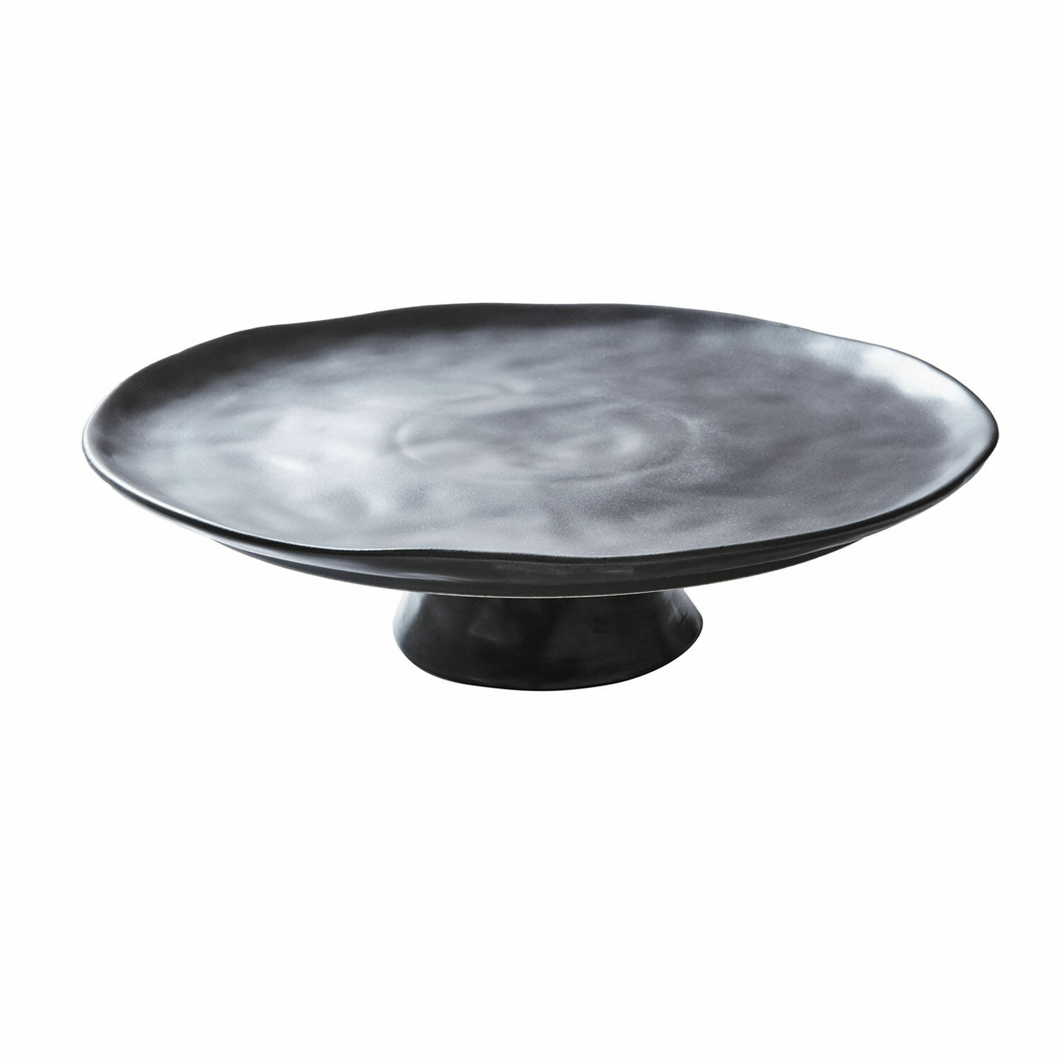 schwarz Schwarze Keramikplatte Biarritz mit unregelmäßiger Form, ideal zum Servieren und Dekorieren.