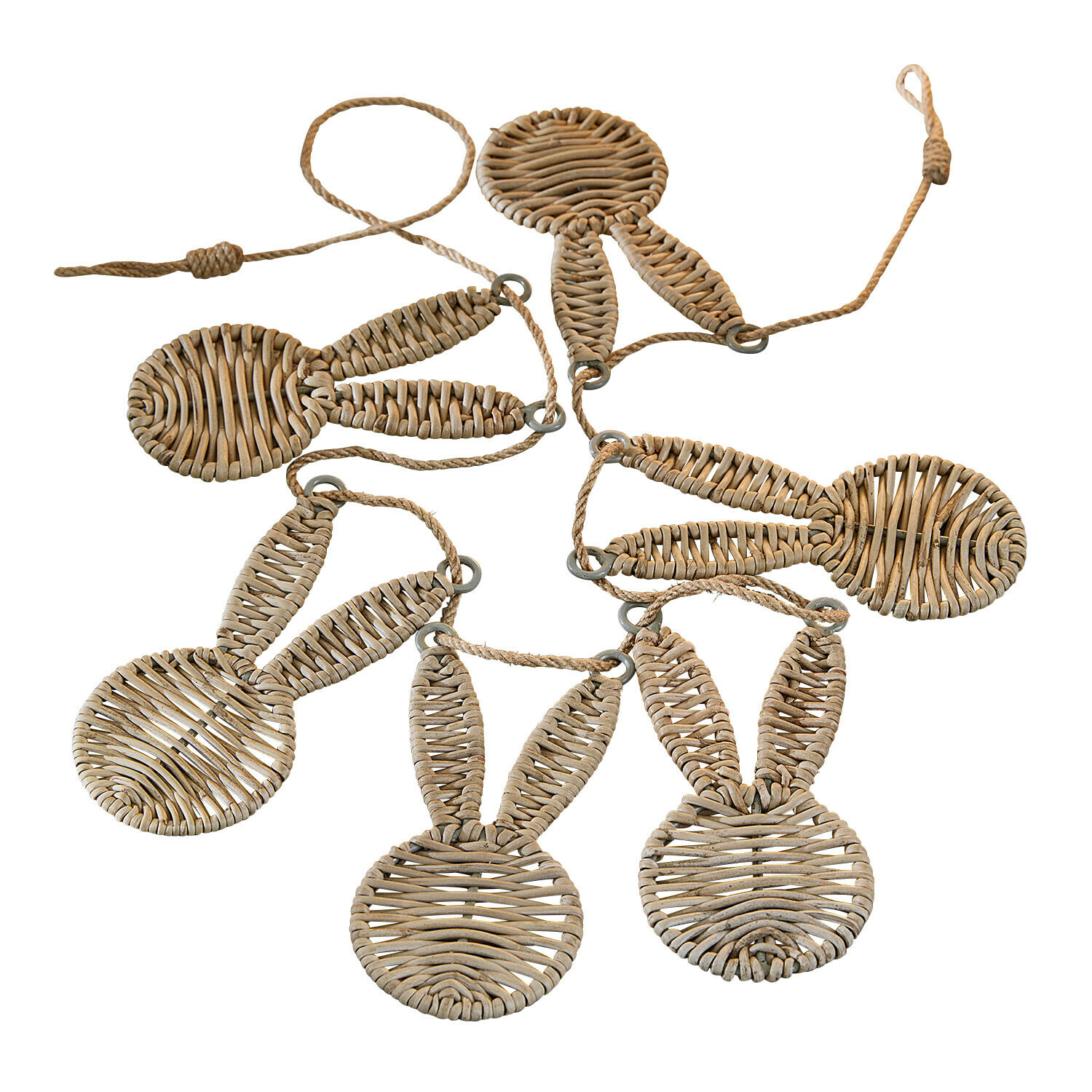 Girlande aus natürlichem beige geflochtenem Weidenmaterial mit Hasenköpfen zur Dekoration