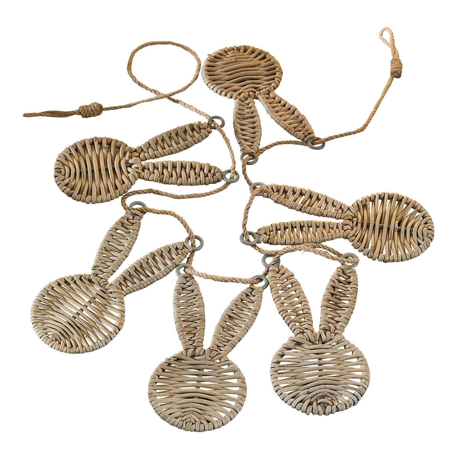 Girlande Papillonette Girlande aus natürlichem beige geflochtenem Weidenmaterial mit Hasenköpfen zur Dekoration