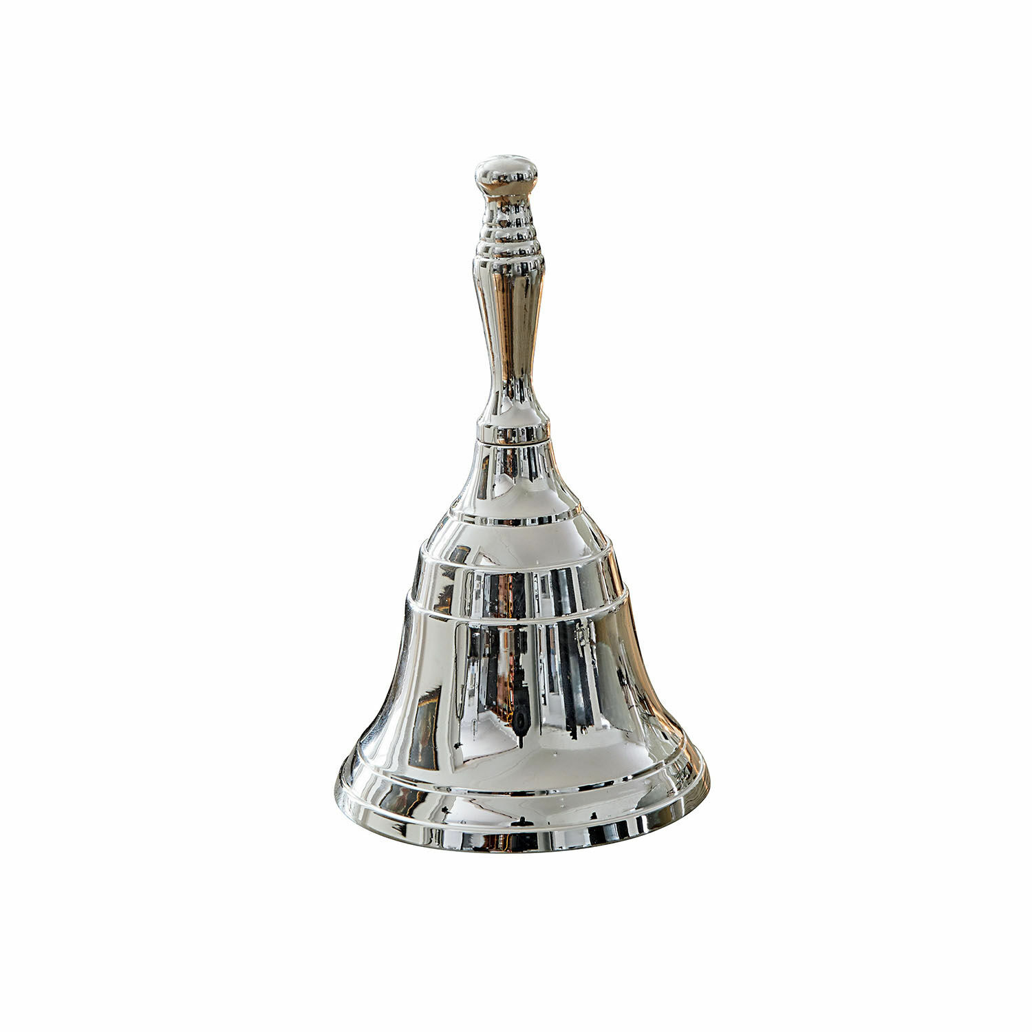 Glocke Baron Silberner Metall-Handglocke mit Griff, dekoratives Wohn- oder Büroaccessoire
