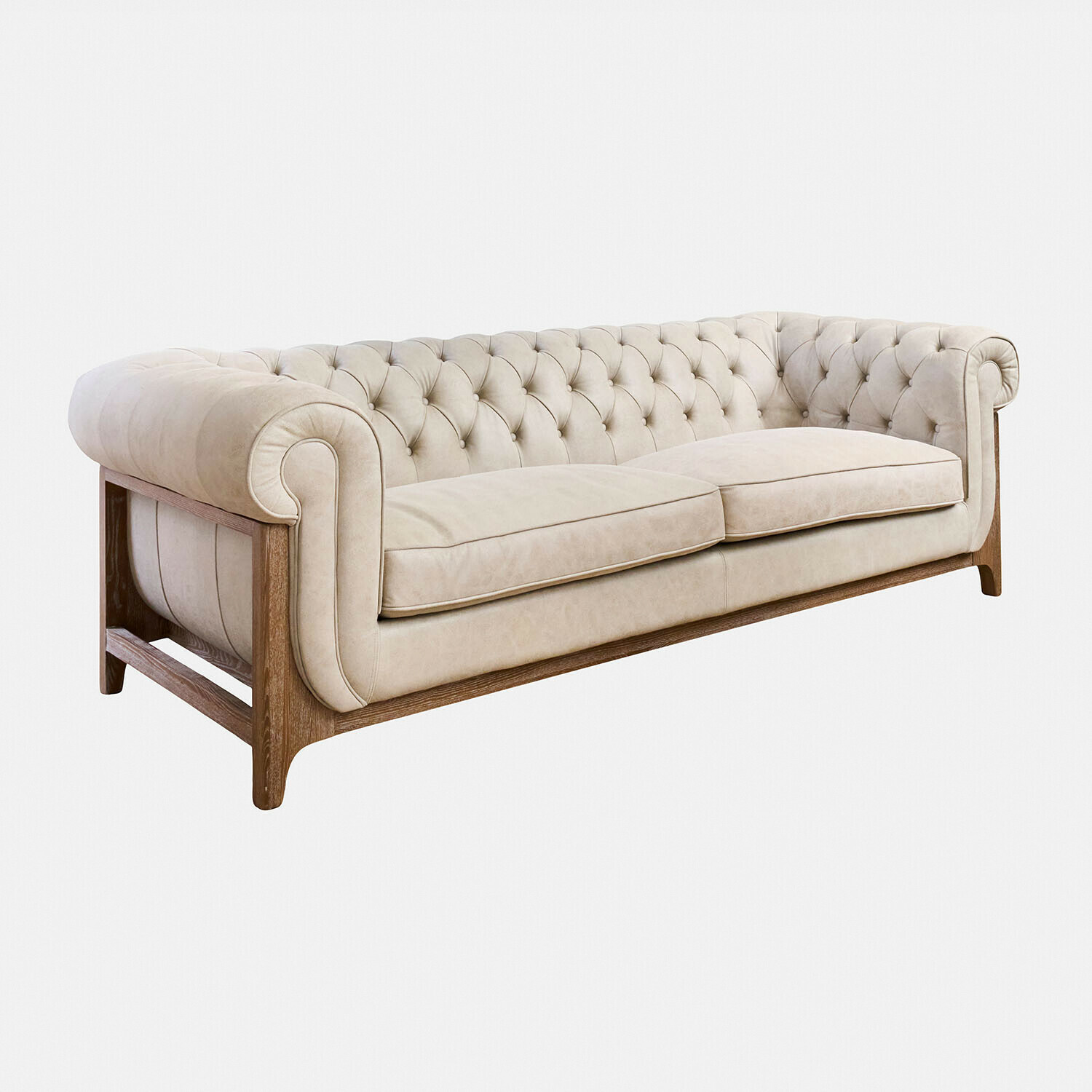 beige Beiges Swansboro Sofa mit gesteppter Rückenlehne und Holzrahmen, elegantes Wohnzimmermöbel