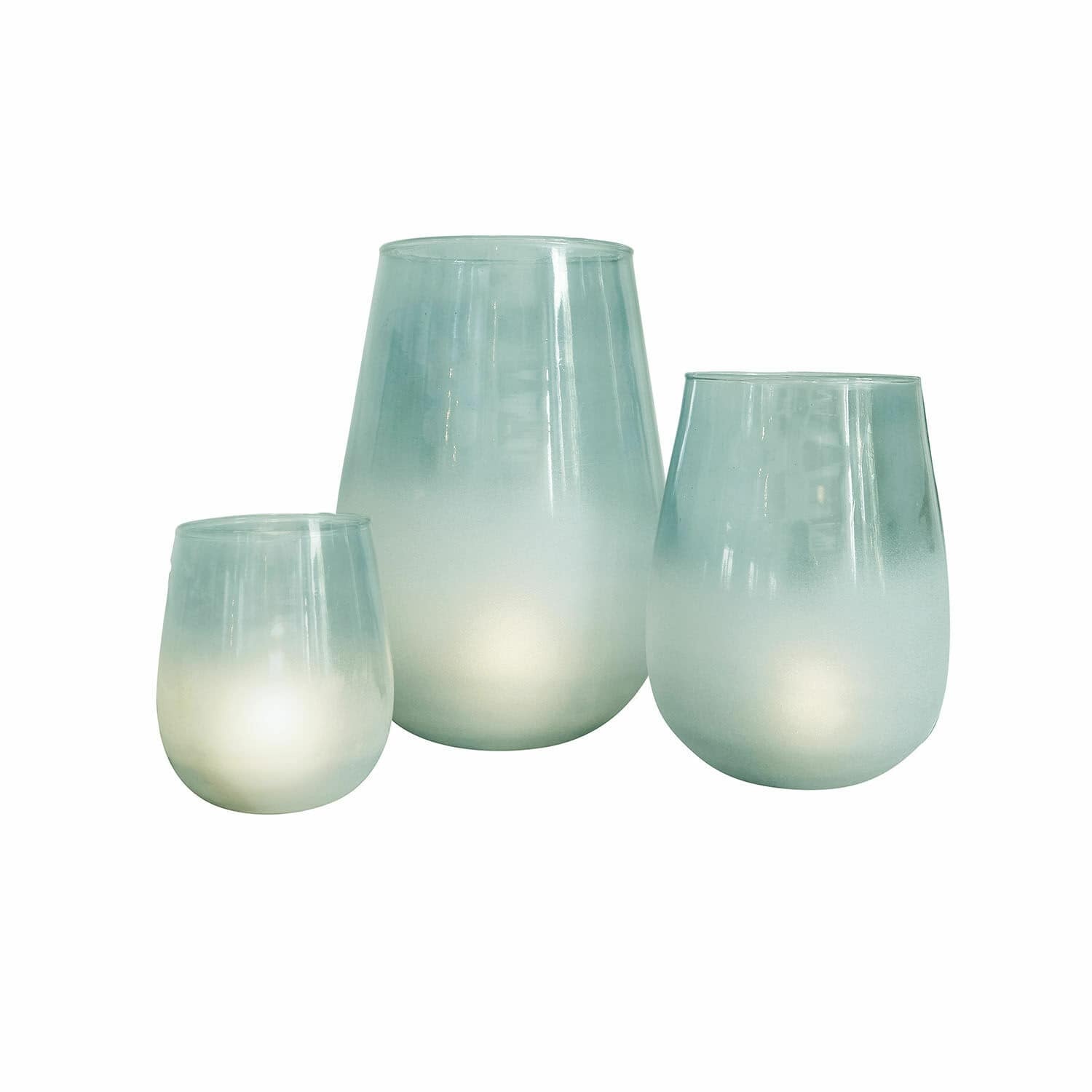 Windlicht 3er Set Miristelle Set aus drei mintgrünen Glaswindlichtern mit sanftem Ombre-Effekt, stilvolle Wohnraumdekoration