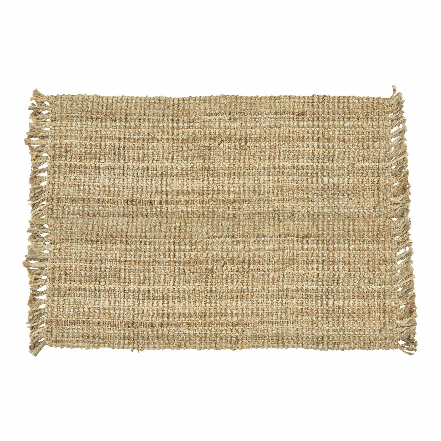 Teppich Hermitage Beiger Jute-Teppich mit natürlicher Struktur und Fransen an den Seiten, Wohnaccessoire