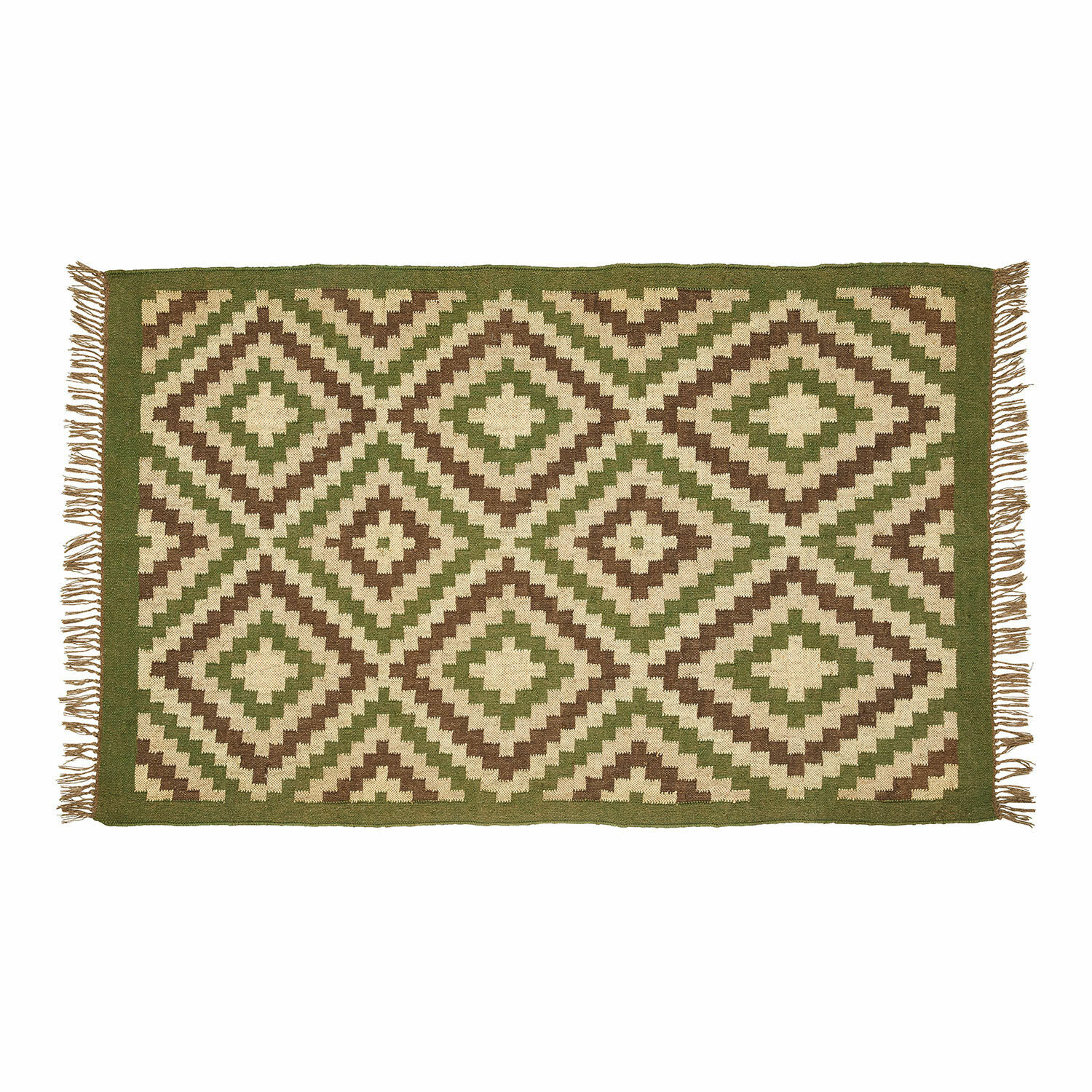 grün/beige Teppich Dailies mit grün-beigem und braunem geometrischem Muster, gewebtes Material, Wohnaccessoire