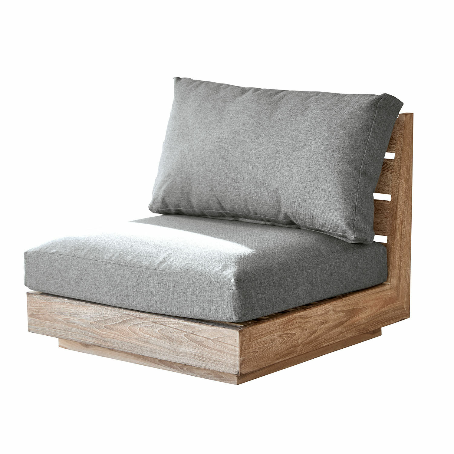 Sofaelement Courtelevant Graues Sitzkissen mit Polster auf natürlichem Holzrahmen für Wohnzimmer