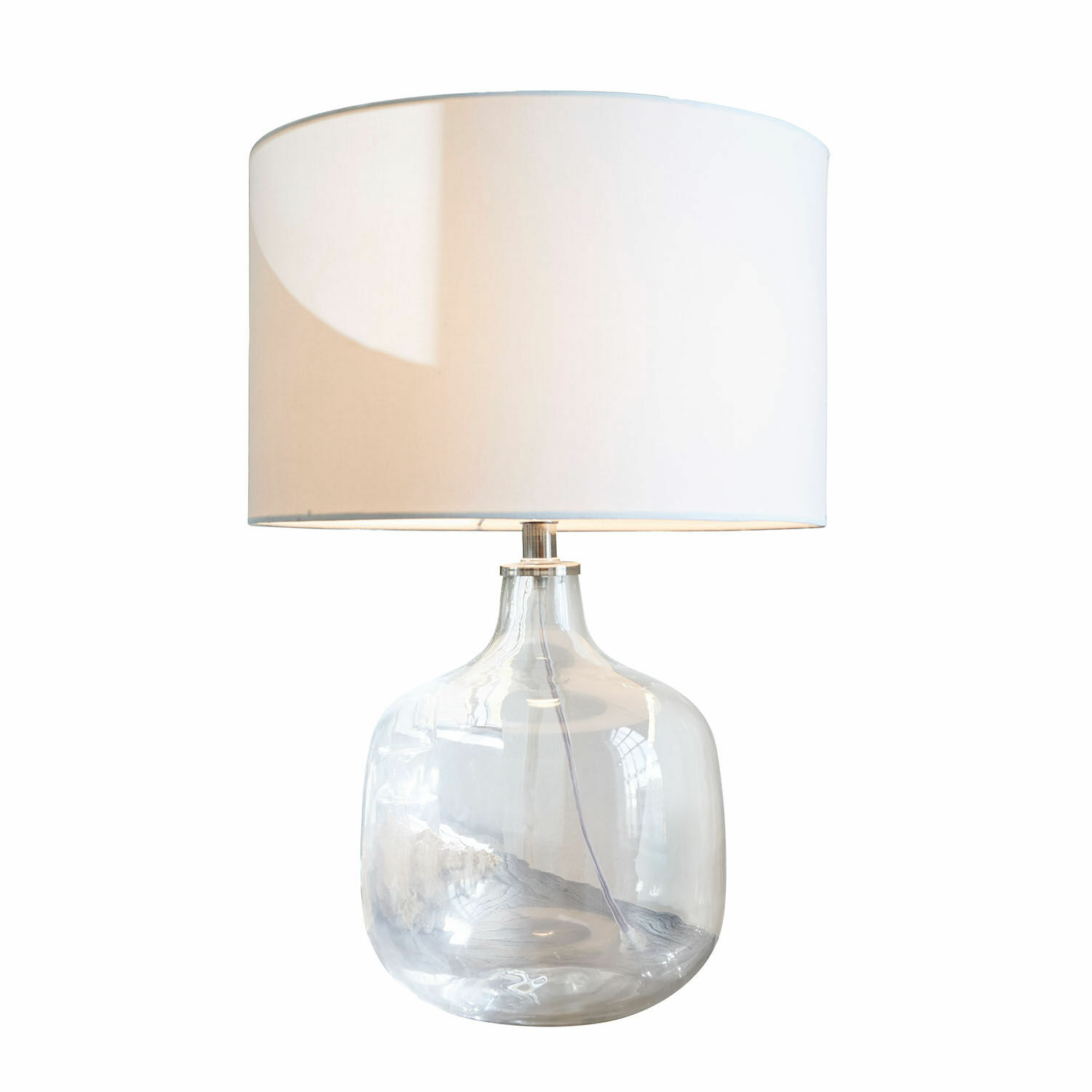 Tischlampe Malmy Tischlampe aus klarem Glas mit weißem Lampenschirm, modernes Design für Wohnzimmer