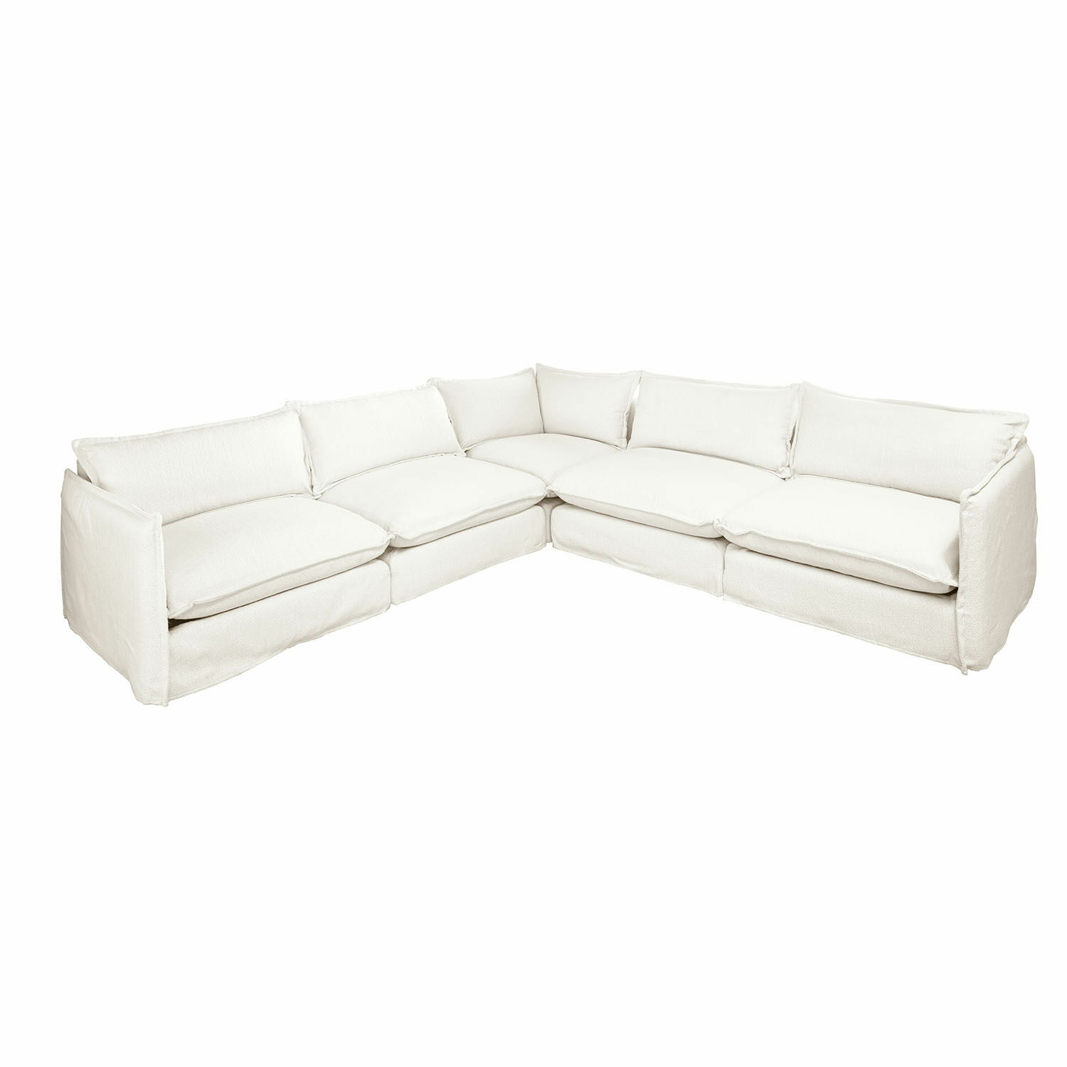 creme Ecksofa Illingworth in cremefarbenem, weichem Stoff, komfortabel für Wohnzimmer, modernes Design