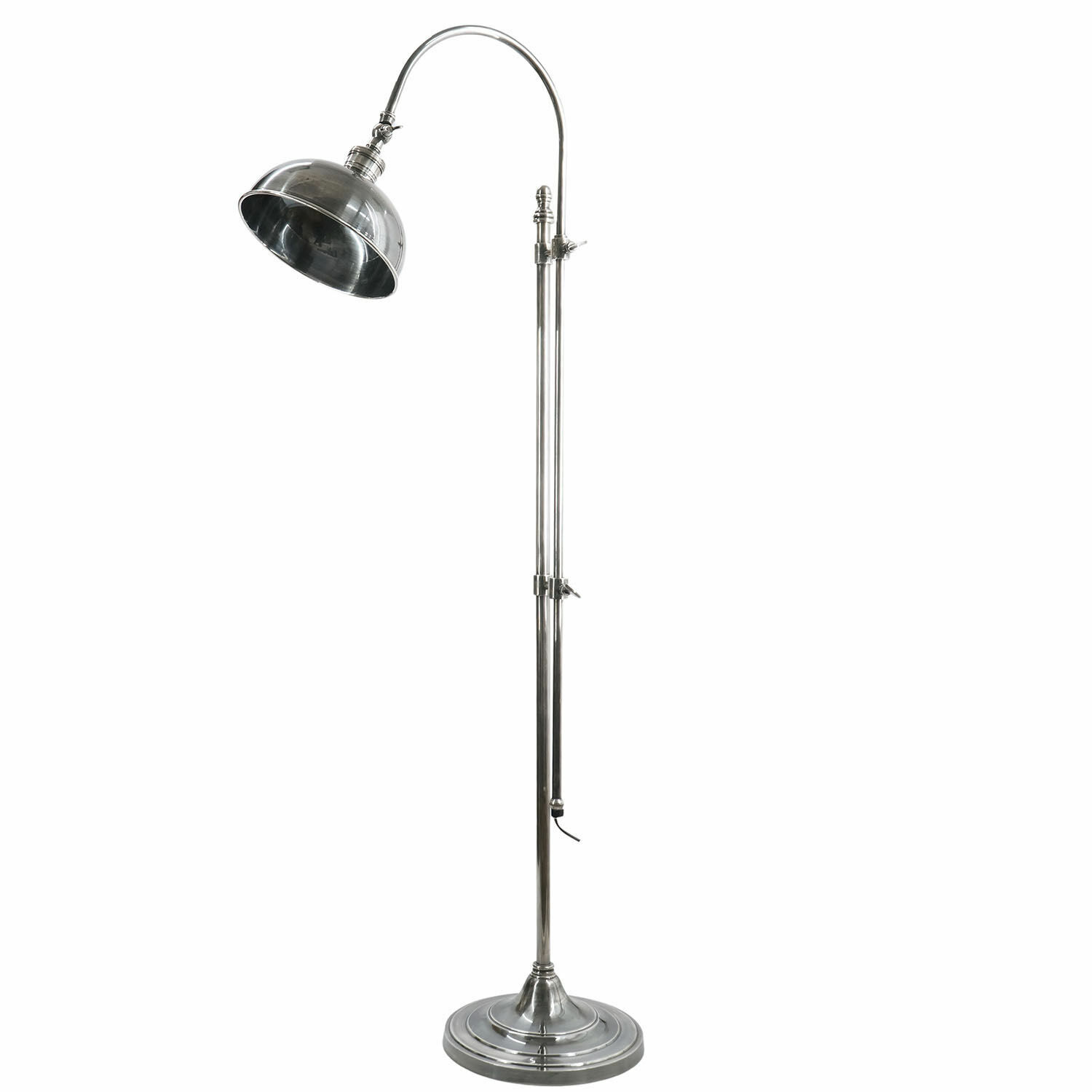 Stehlampe Conway Stehlampe aus silbernem Metall mit verstellbarem Schirm im modernen Industrie-Design