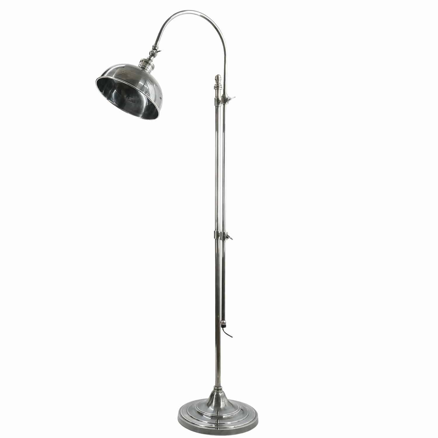 Stehlampe Conway Stehlampe aus silbernem Metall mit verstellbarem Schirm im modernen Industrie-Design