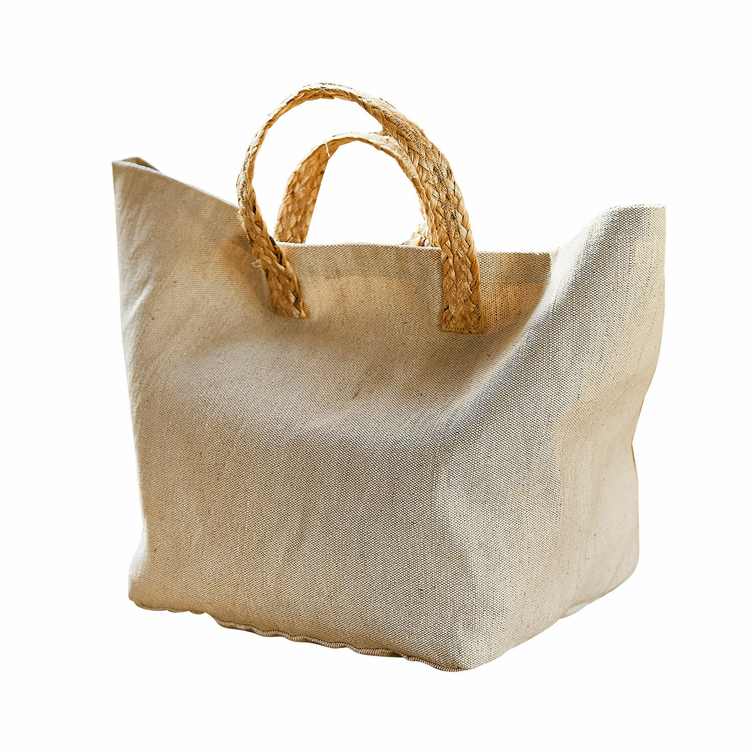 Tasche Bexirov Beige Tragetasche aus Naturleinen mit geflochtenen Griffen, ideal für Einkäufe und Strand
