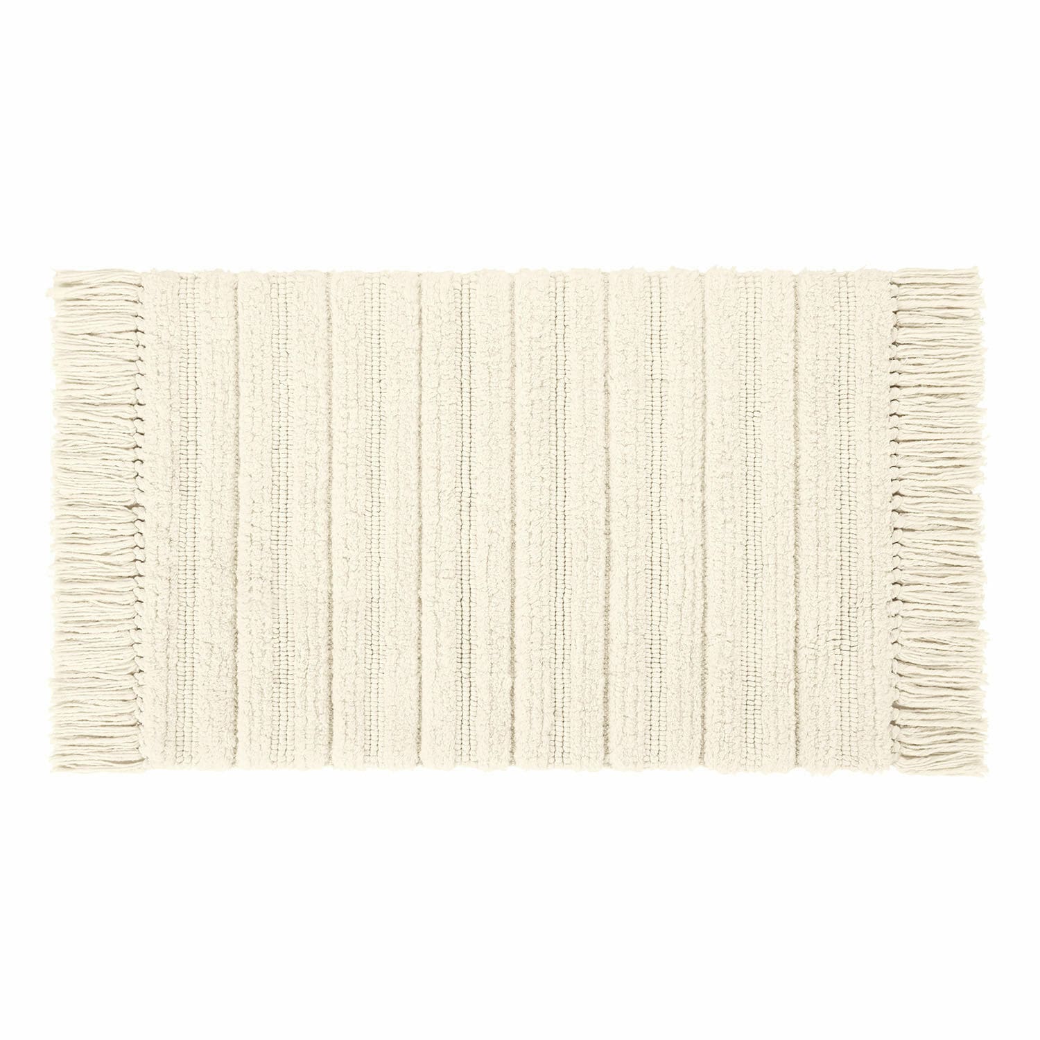 Cremige weiche Badematte mit Fransen, saugfähig und dekorativ für das Badezimmer