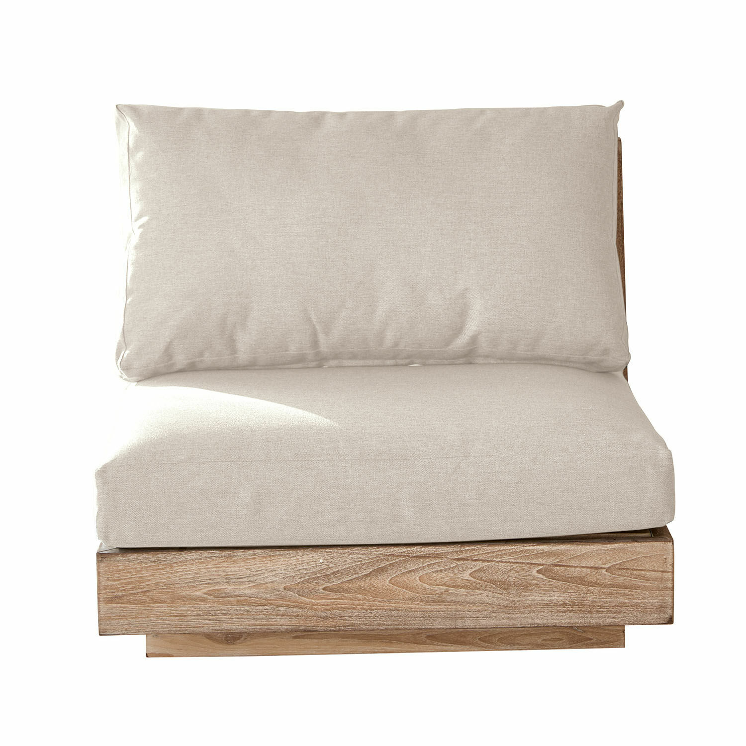 creme/braun Sofaelement Courtelevant mit cremefarbenem Stoff und braunem Holzsockel für Wohnzimmer