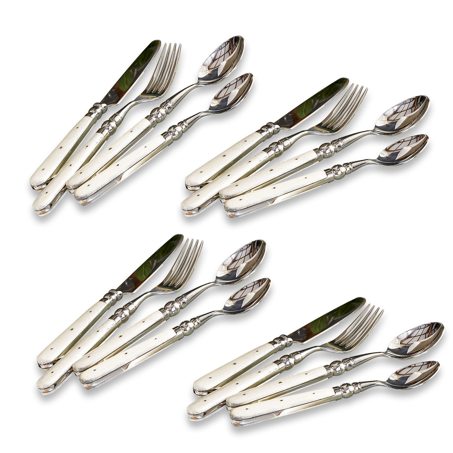 silber/weiß Besteckset mit weißen Griffen und silbernen Klingen, elegante Küchenaccessoires
