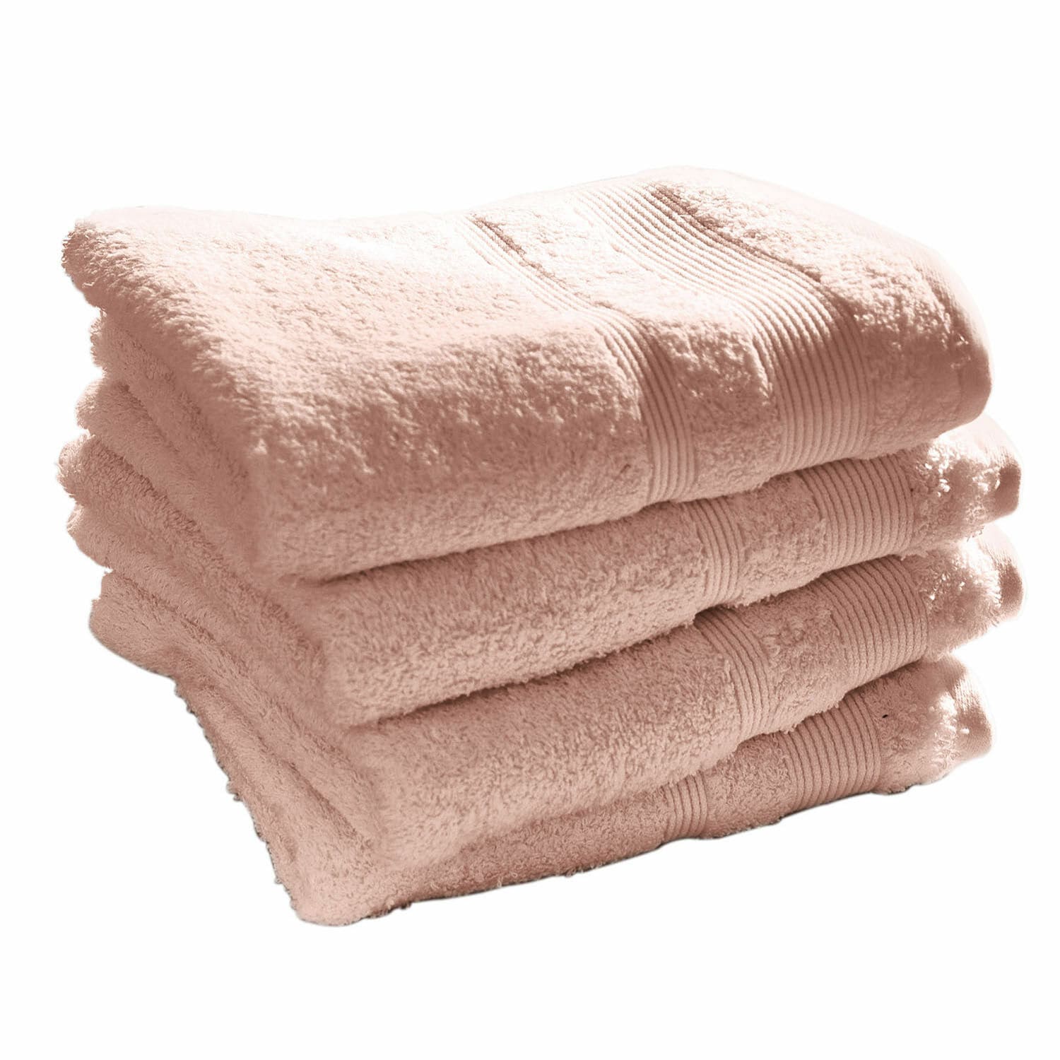 Handtuch 4er Set Bourogne Weiche rosa Baumwollhandtücher gestapelt, ideal für Badezimmer und den täglichen Gebrauch