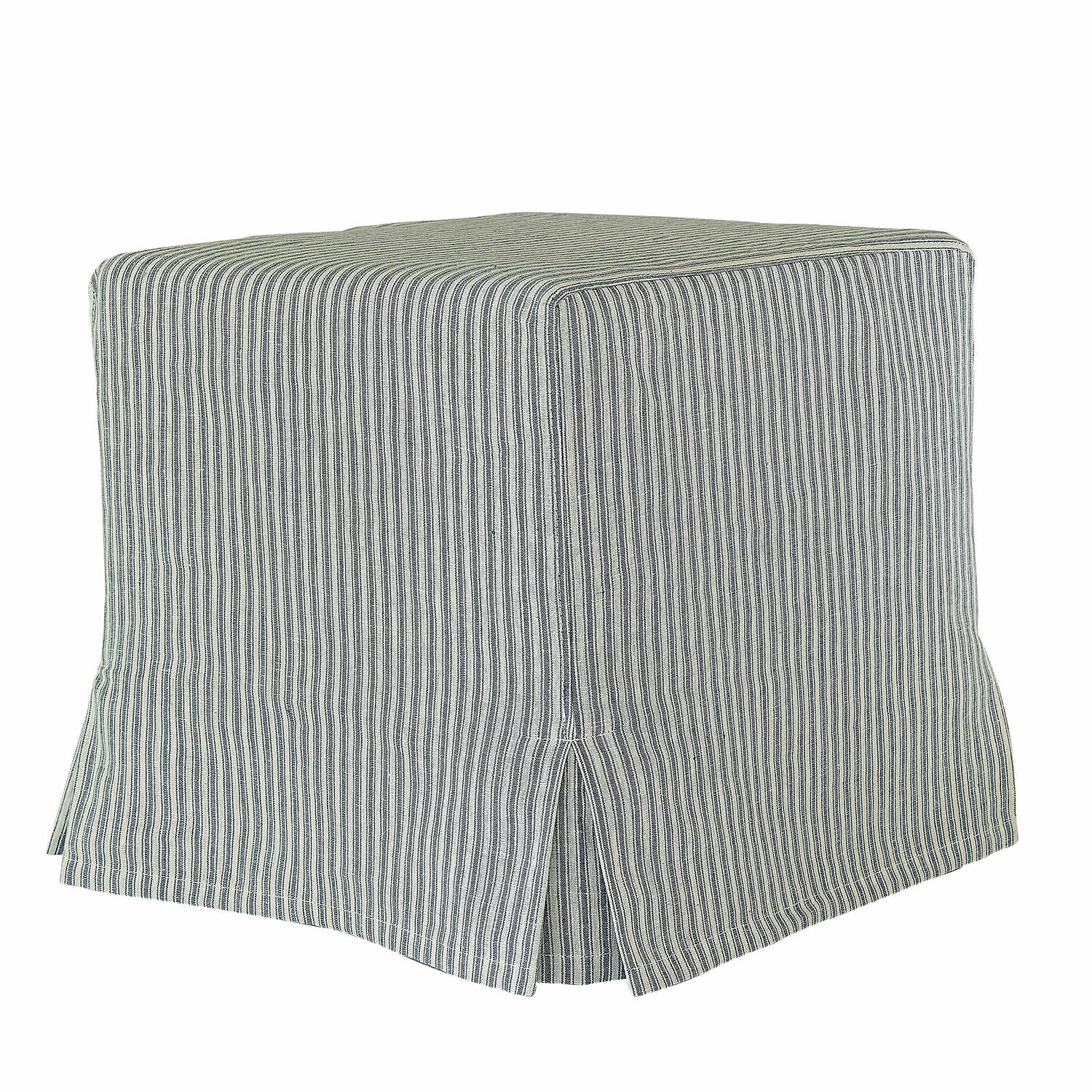 weiß/blau Hocker Ulysette in Weiß und Blau aus gestreiftem Stoff, bequemer und stilvoller Sitz