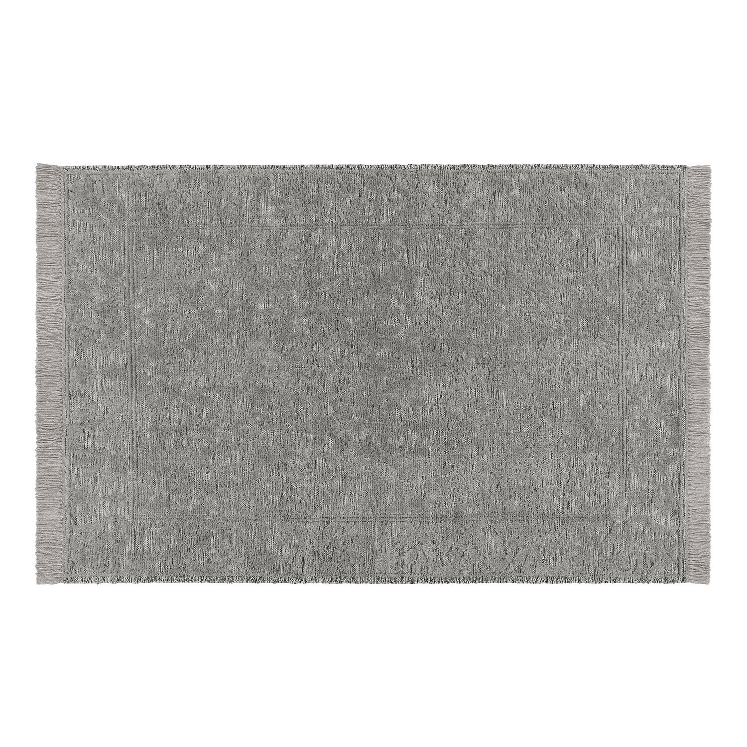 In- & Outdoor-Teppich Forvento Grauer Baumwollteppich mit Fransen, weich und dekorativ für Innenräume, stilvolles Wohnaccessoire