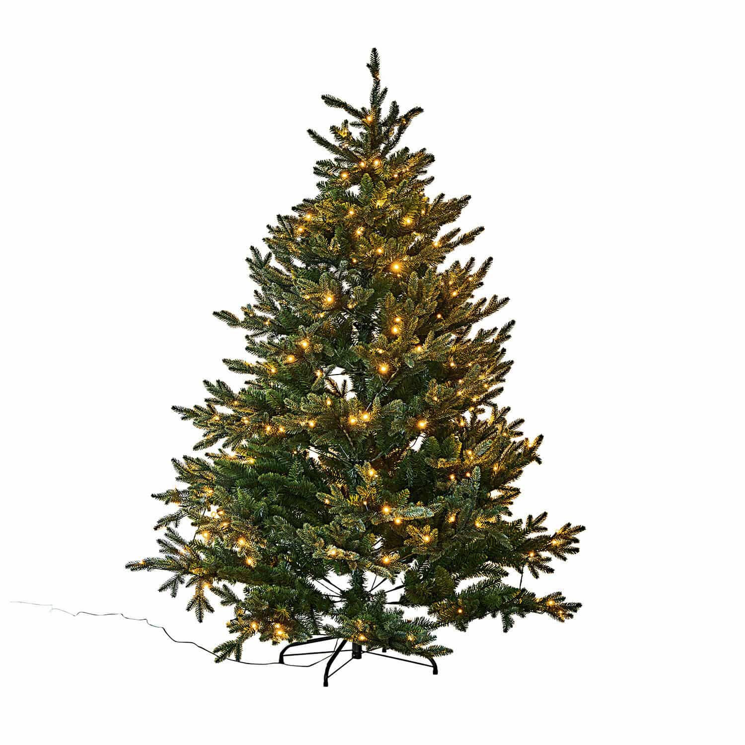 Weihnachtsbaum Franck Künstlicher grüner Weihnachtsbaum mit warmweißen LED-Lichtern auf Metallständer für festliche Dekoration