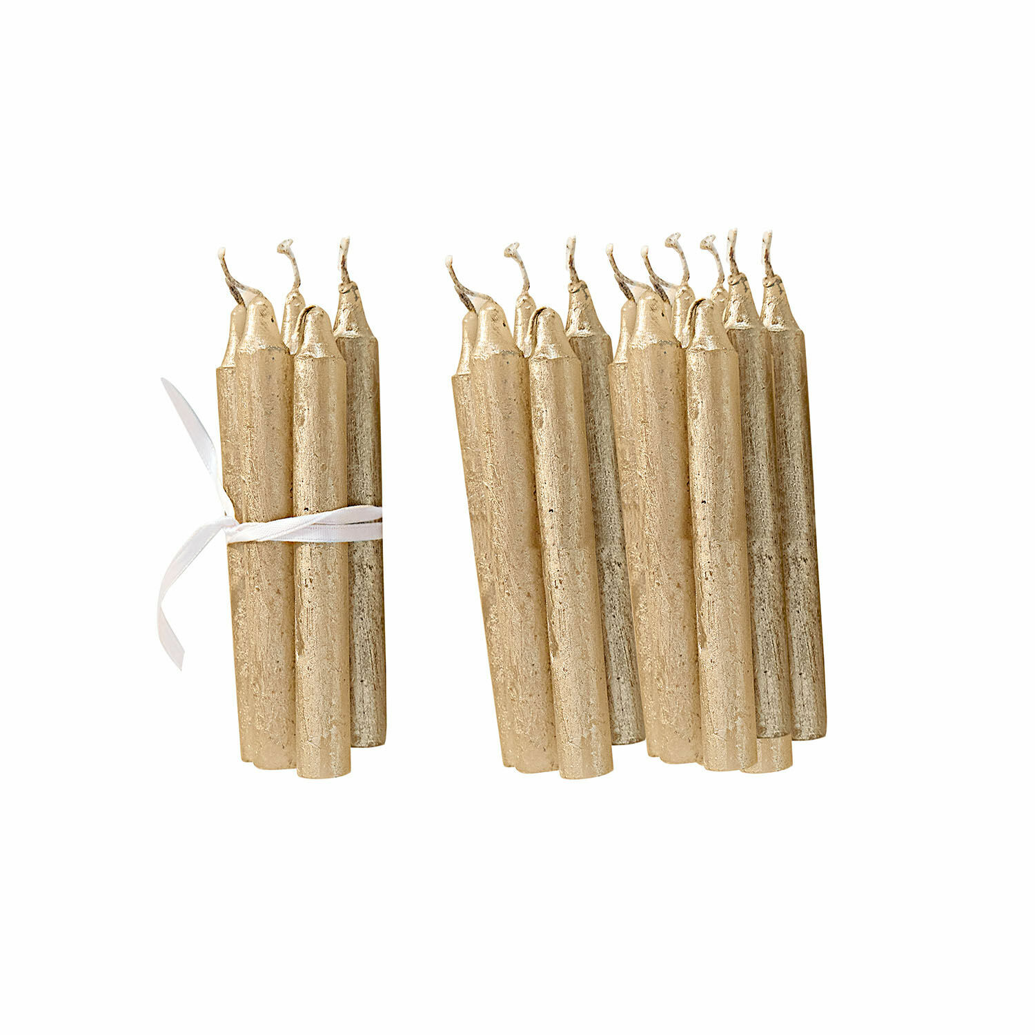 gold 20er Set Noufa Kerzen in Gold mit metallischem Glanz, dekorative Tischkerzen für Zuhause