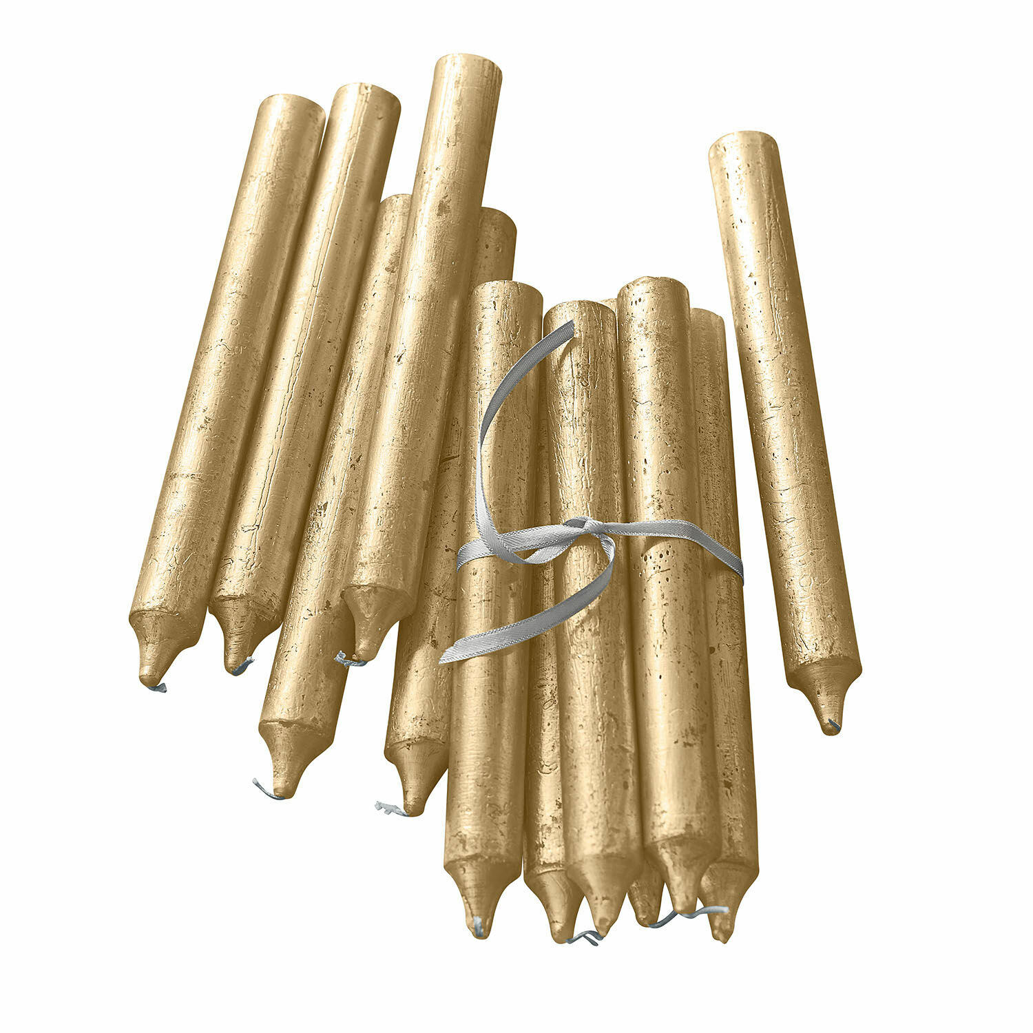 gold 20er Set goldene Kerzen aus Wachs mit metallischem Glanz, stilvolle Dekoration und Lichtquelle