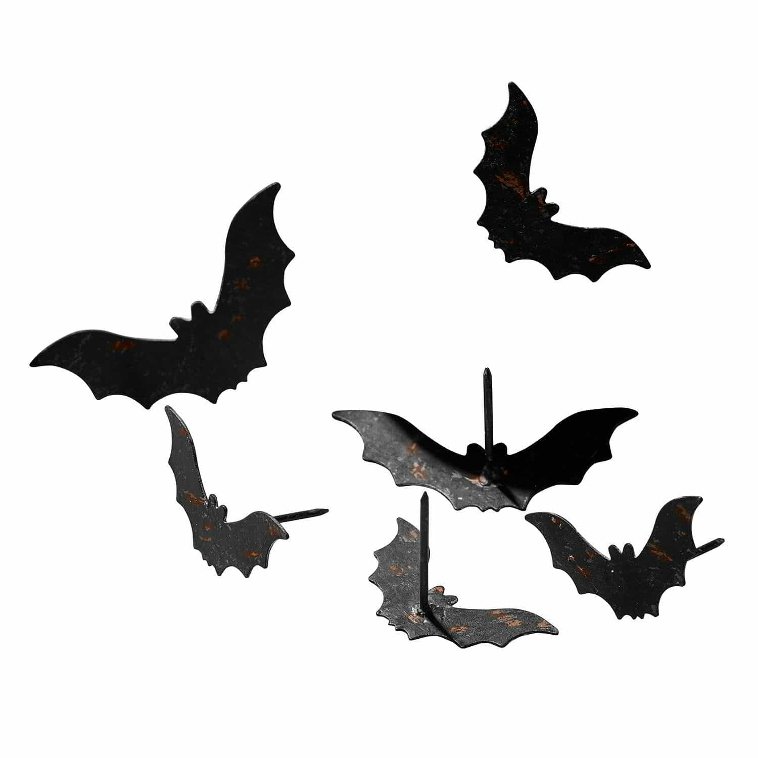 Deko-Pin 6er Set Blenoir Schwarze Metall-Dekonietopern mit Rostoptik zum Aufhängen als Halloween- oder Wanddeko