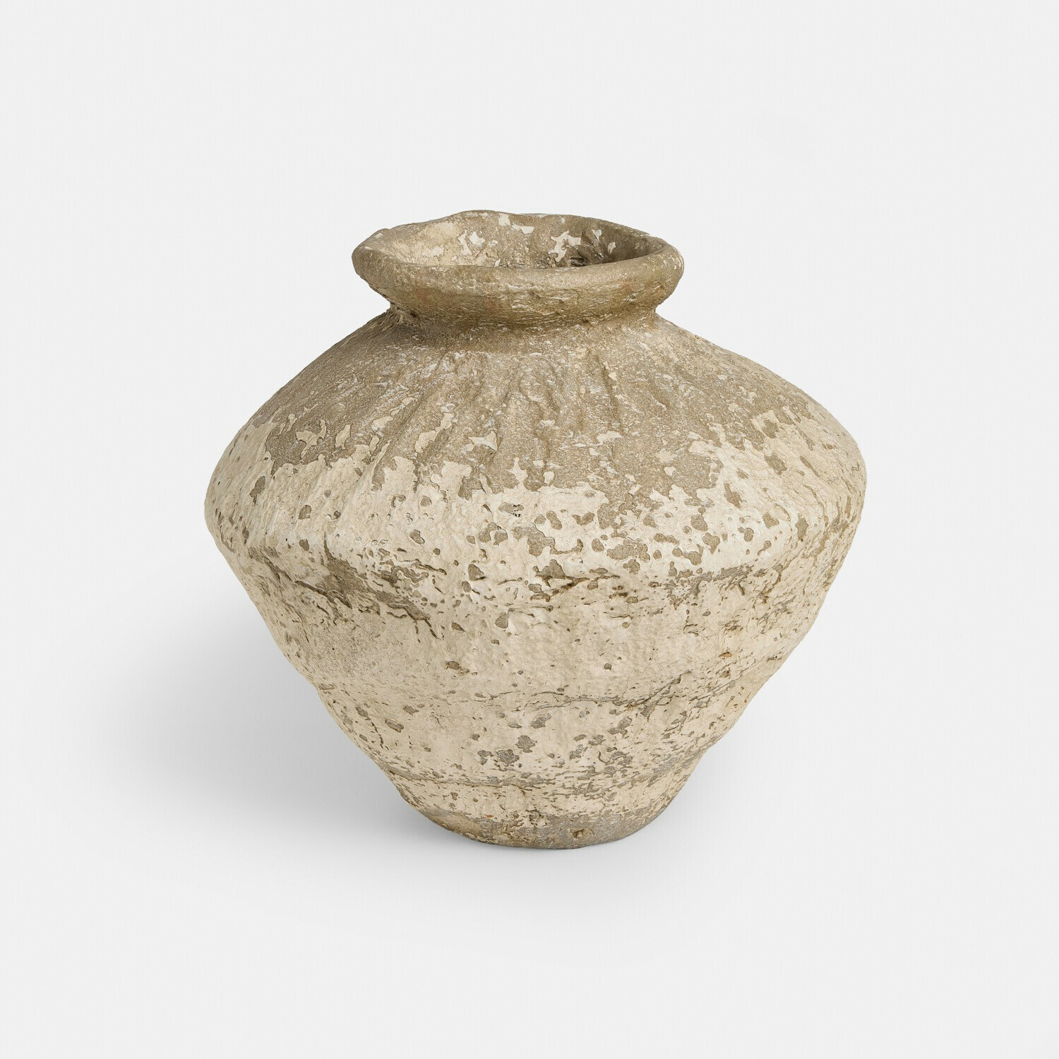 Vase Moravinos Große beige Steingutvase mit rustikalem Look zur natürlichen Wohnraumdekoration