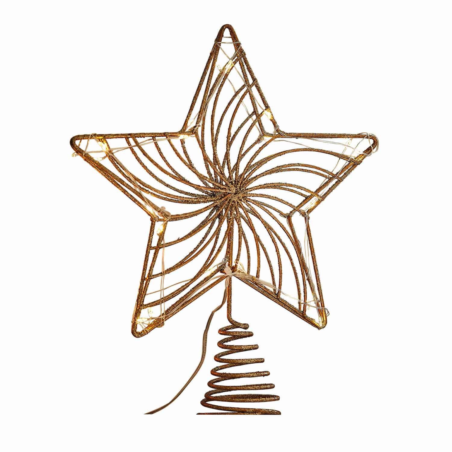 LED-Baumspitze Pivion Goldene Metallstern mit LED-Beleuchtung als Christbaumspitze für festliche Weihnachtsdekoration