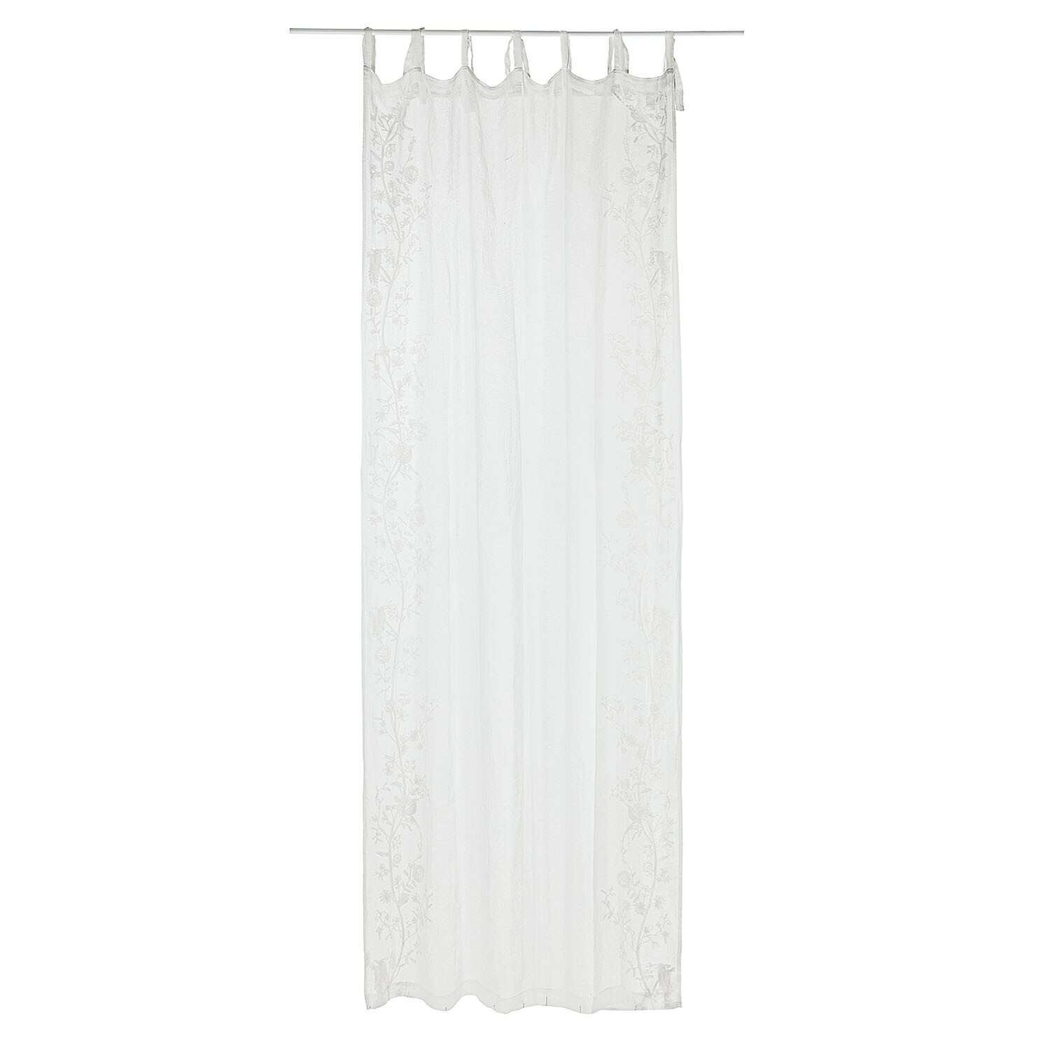 Gardine Douvaine Transparenter weißer Vorhang mit zartem Blumenmuster und Schlaufen zum Aufhängen