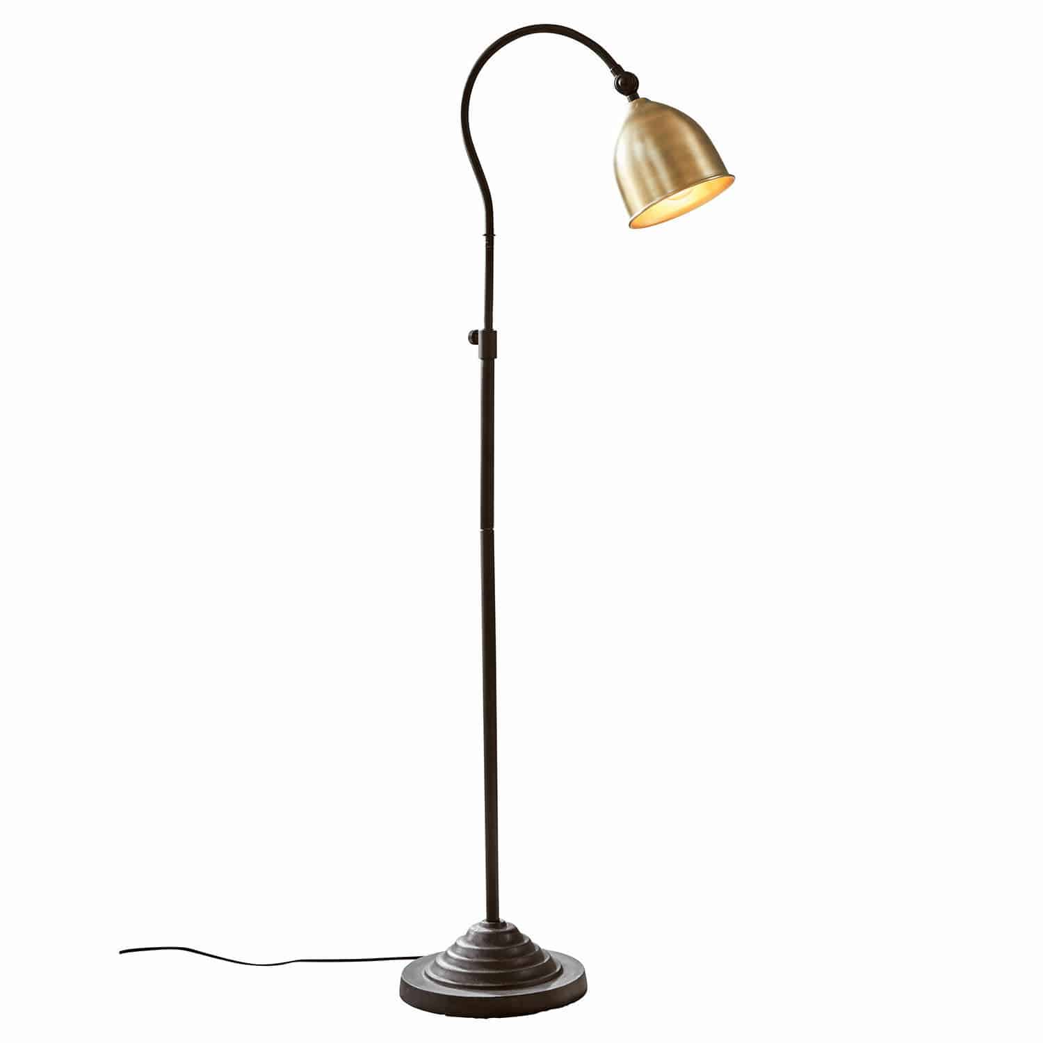 Stehlampe Zurélac Stehlampe aus Metall mit schwarzem Ständer und goldenem Lampenschirm für Wohnräume