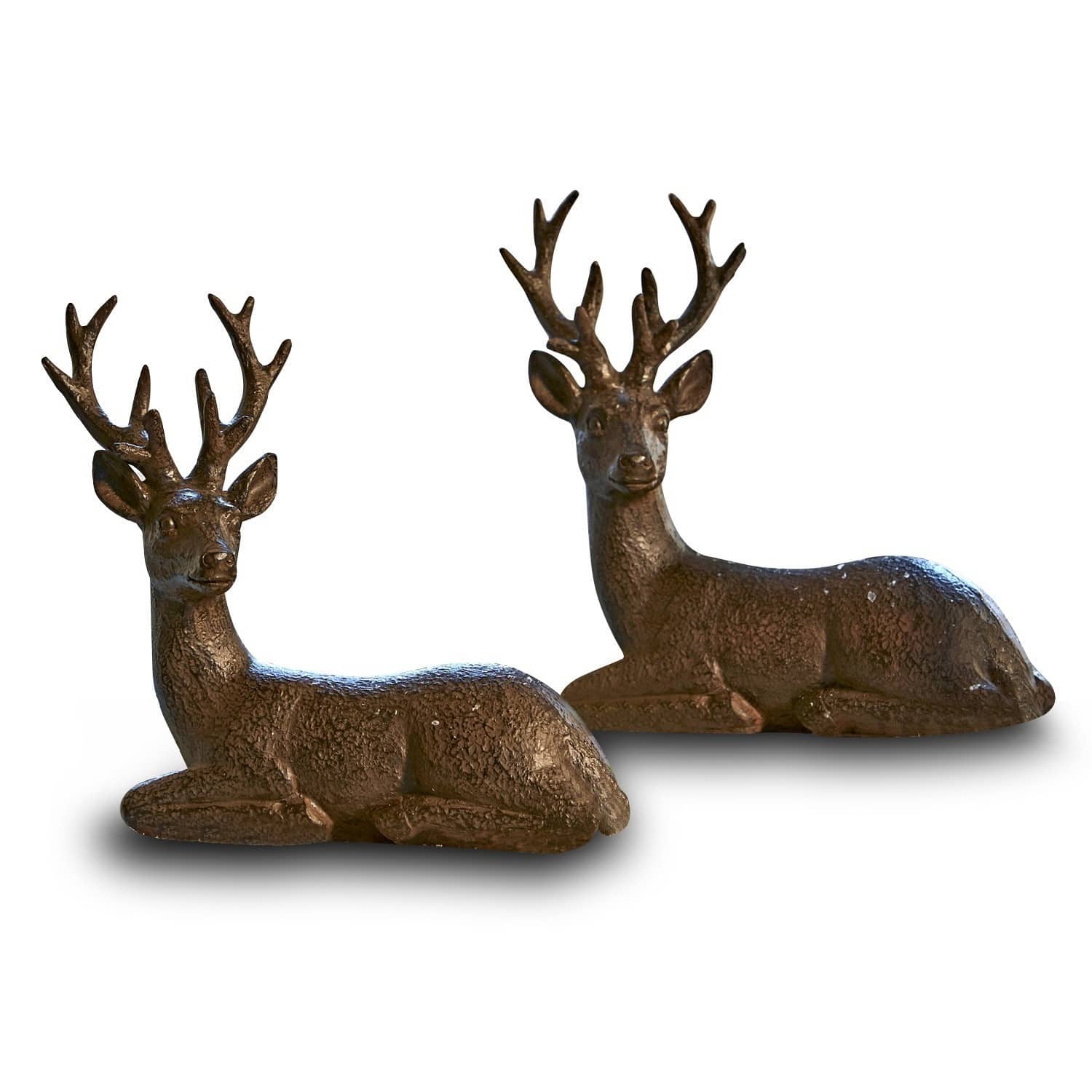 Hirsch 2er Set Janville Zweier Set braune Deko-Hirsche aus Metall für Wohn- und Gartendekoration