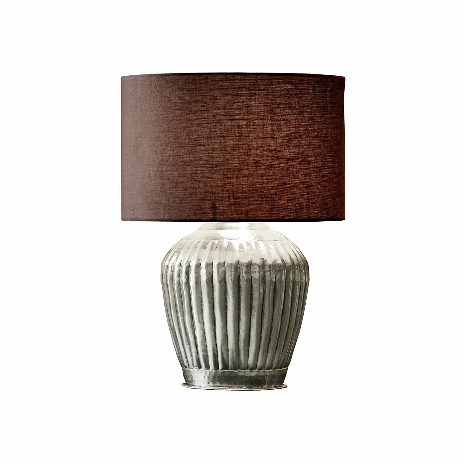 silber/schwarz Tischlampe Fauville mit silberner Metallbasis und schwarzem Lampenschirm für Wohnzimmer