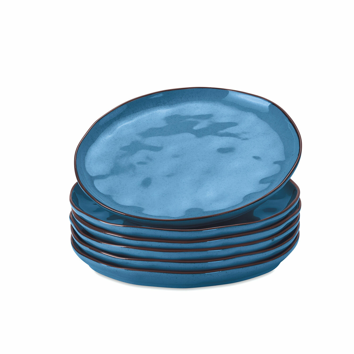 blau 6er Set Dessertteller Biarritz aus blauer Keramik, ideal zum Servieren von Süßspeisen