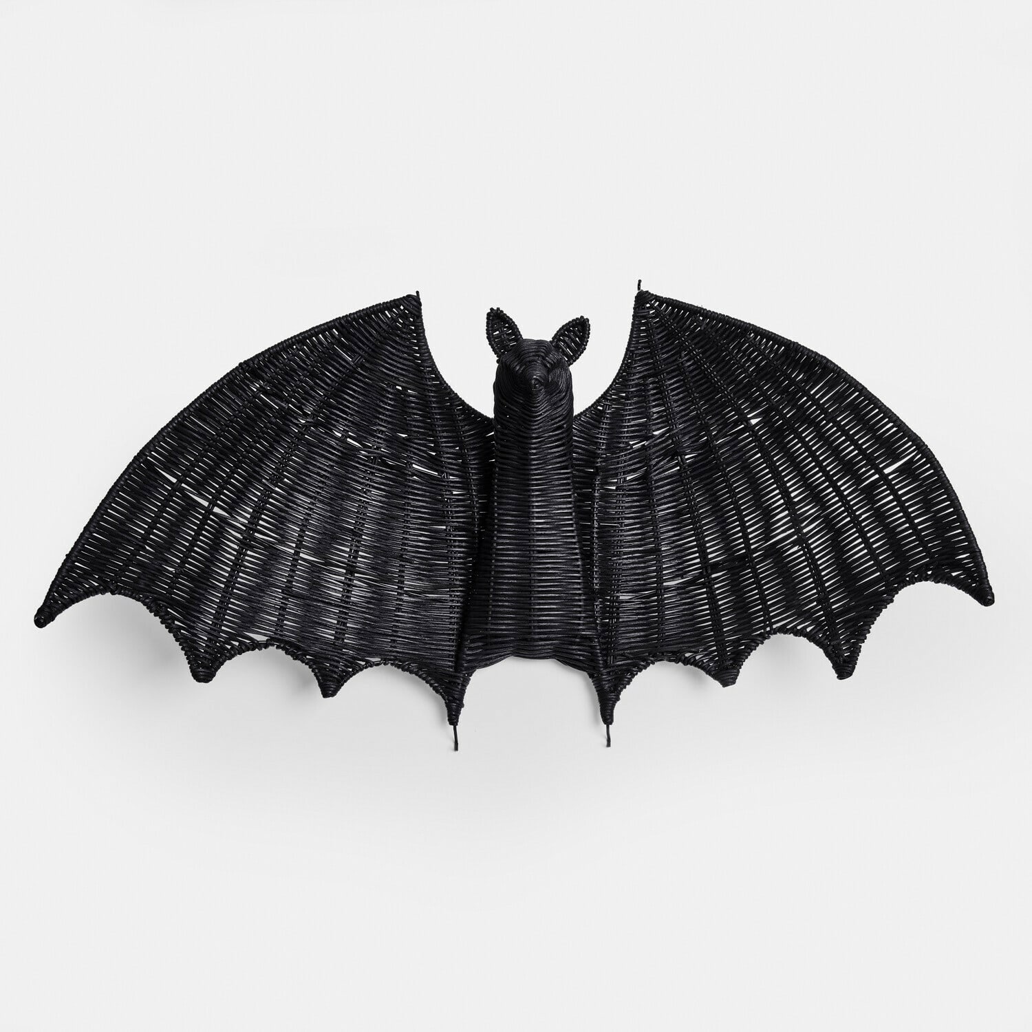 Schwarze Fledermaus-Wanddekoration aus Rattan, einzigartiges Dekoobjekt für Innenräume und Halloween