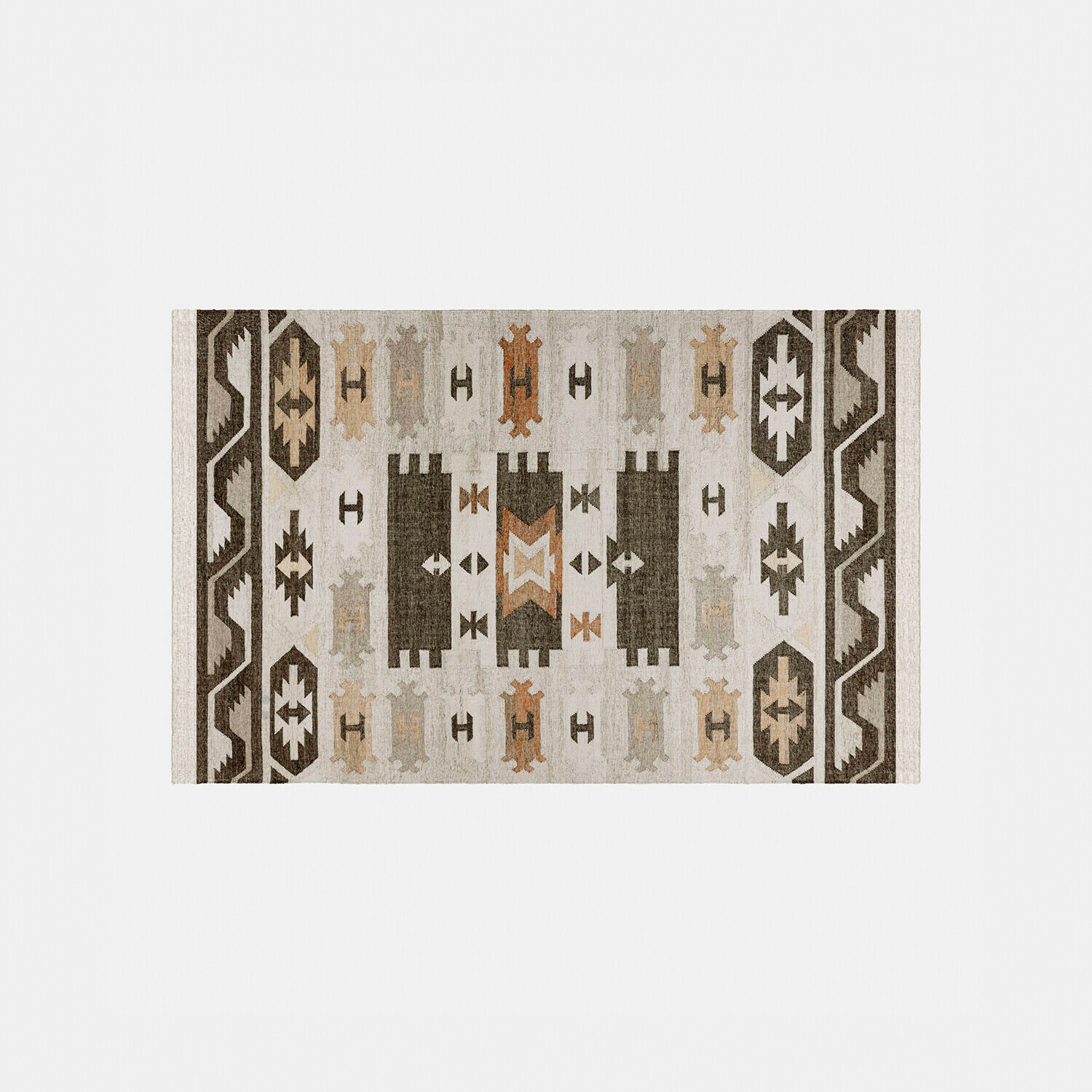 Bunter Outdoor-Teppich Selamir mit geometrischem Muster in natürlichen Beige- und Brauntönen