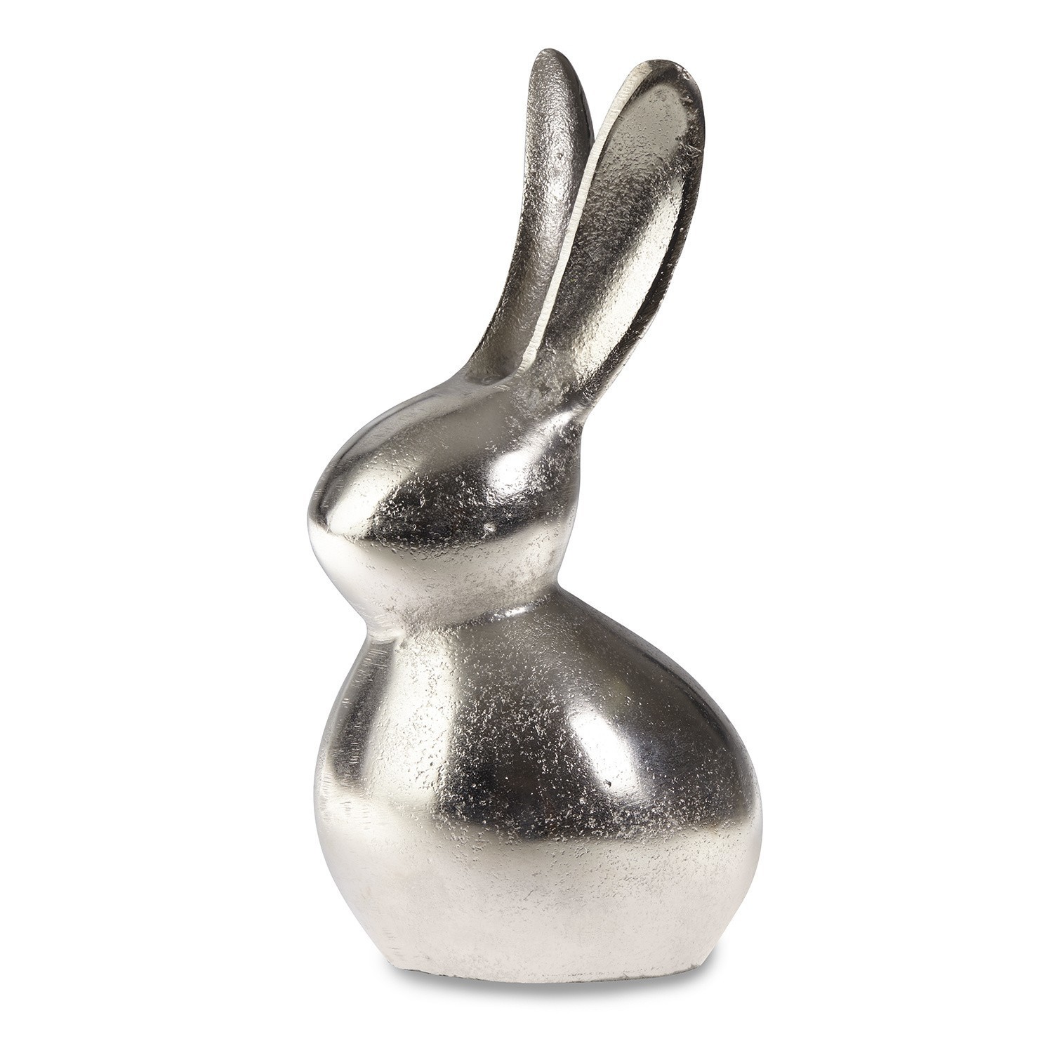 Deko-Hase Benji Dekorative Hasenfigur aus silbernem Metall für moderne Wohnraumgestaltung