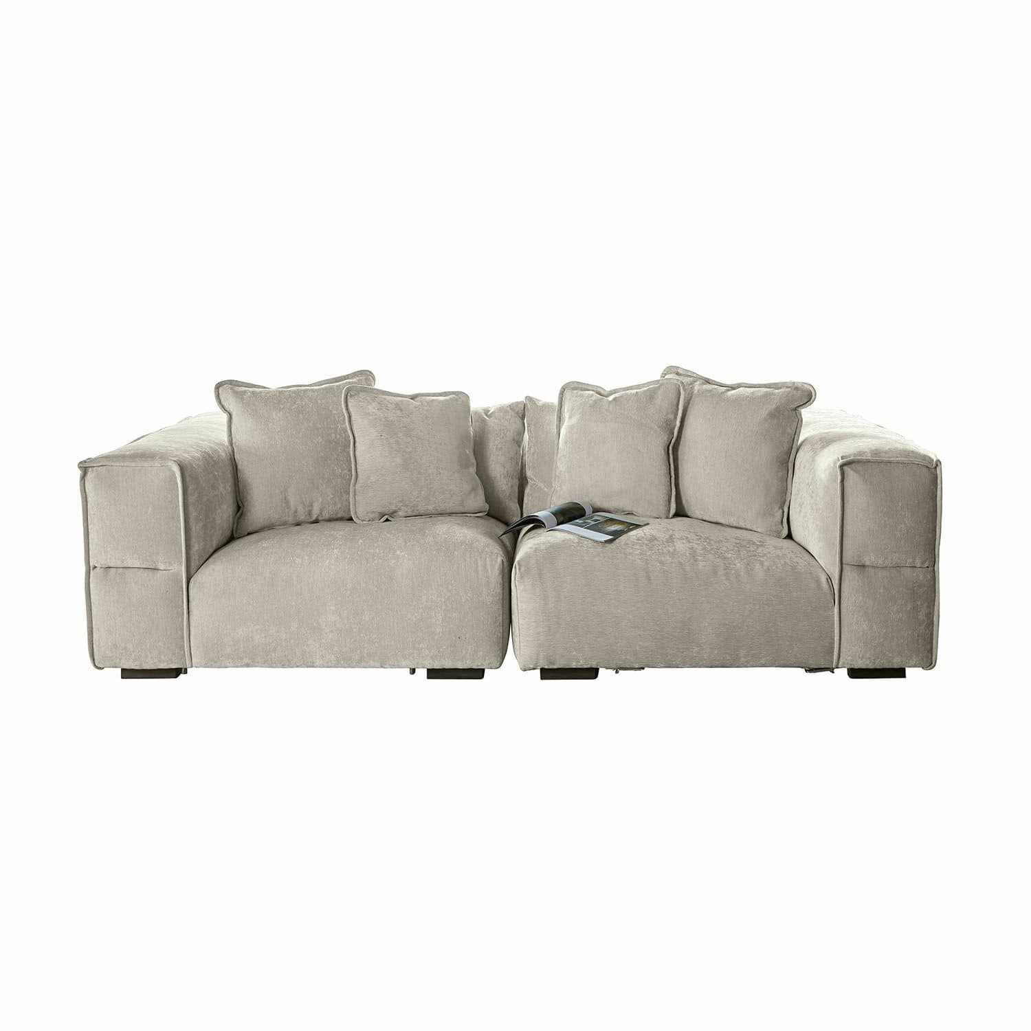 Kremiges Monville Sofa aus weichem Stoff mit Kissen, modernes Wohnzimmermöbel zum Entspannen