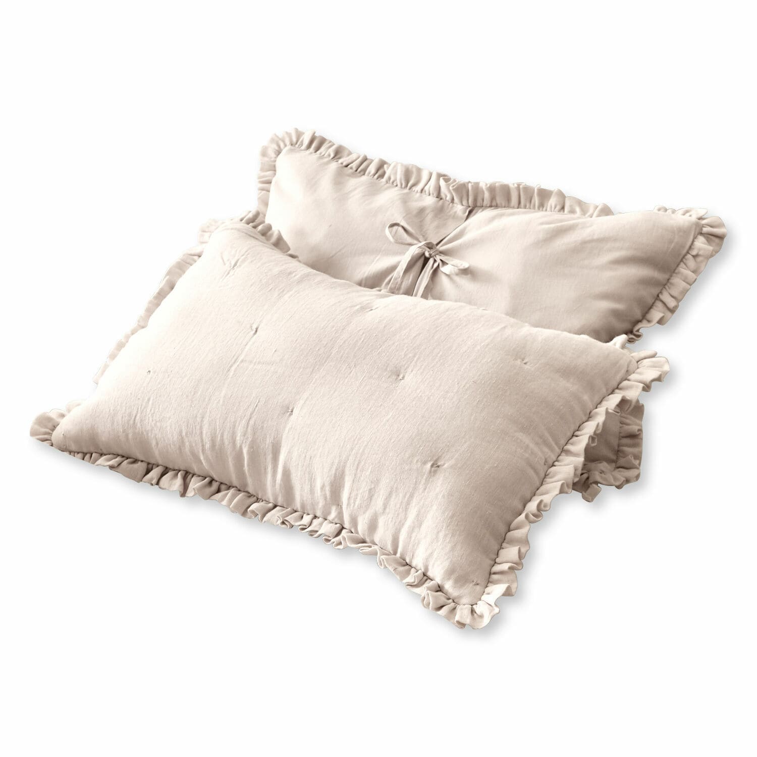 Kissenhülle 2er Set Iriga Beige Dekokissen aus weichem Stoff mit Rüschen, ideal für Wohnzimmer und Schlafzimmer